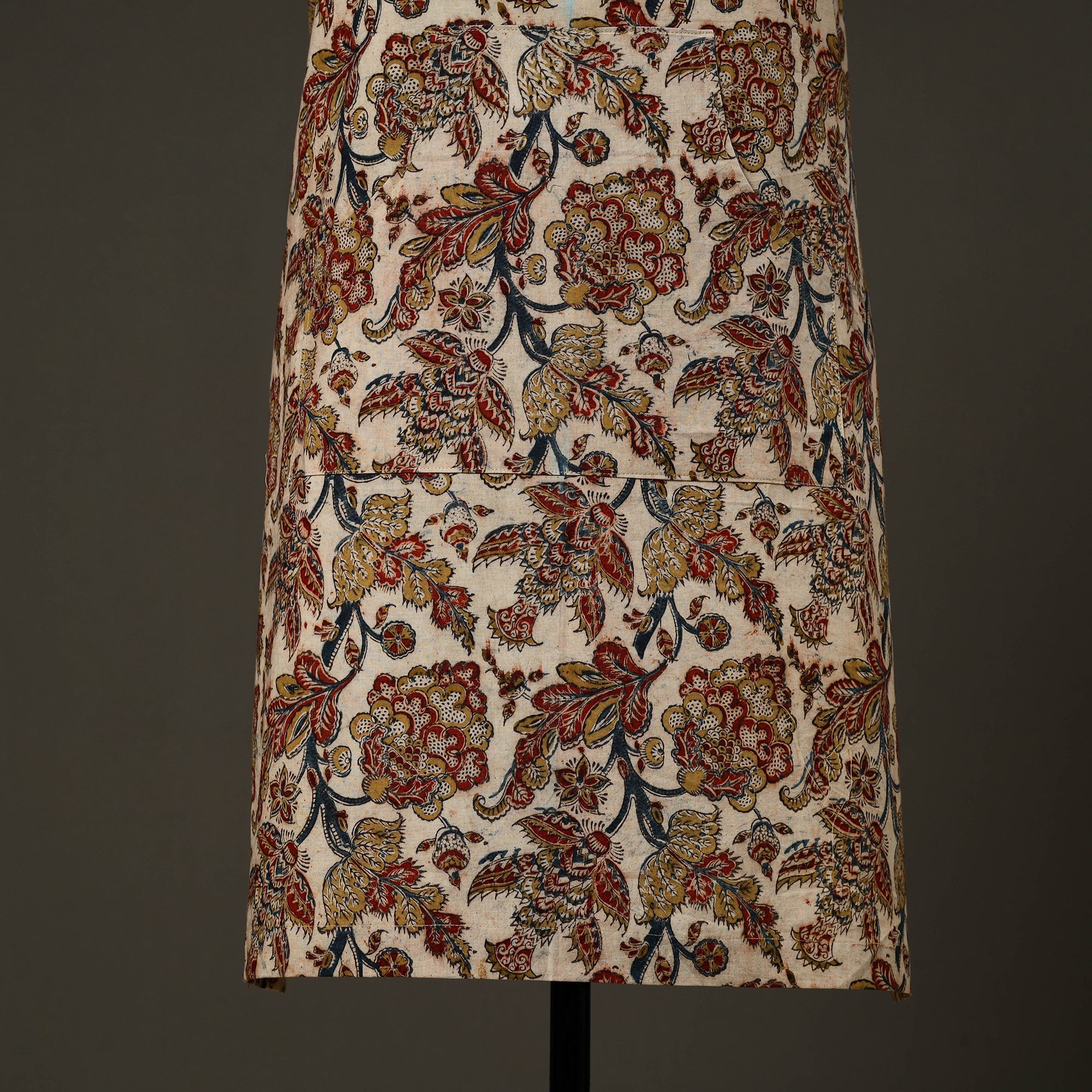 JALPARI Beige - Kalamkari Block Print Cotton Apron with Pocket 51 - view 2