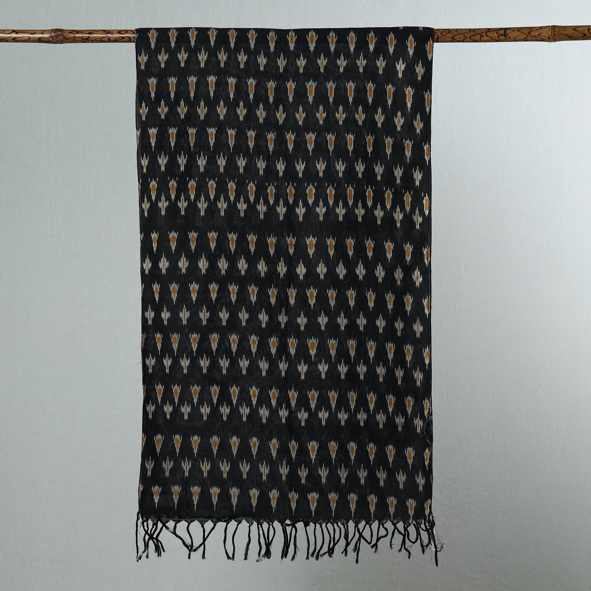 SOUTH KARGHA Black - Handloom Mercerized Cotton Pochampally Ikat Stole 08 - view 2