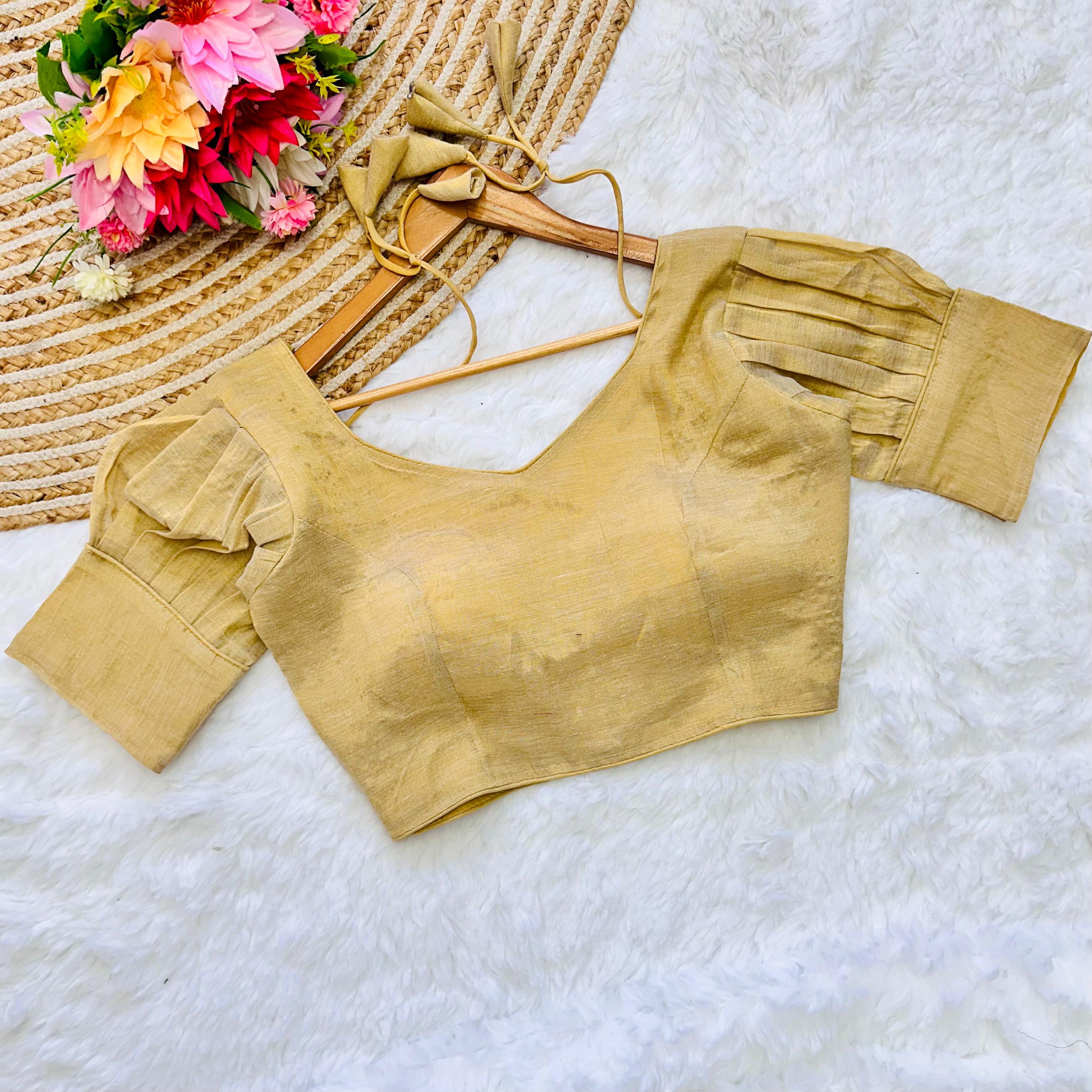ClothsVilla Cream Jari Weaving Blouse in Jari Kobra Fabric