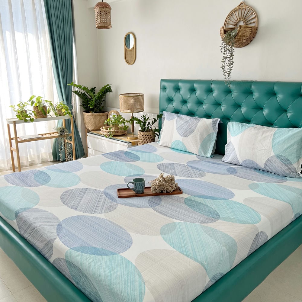 Urban Space -Home Furnishing Store Cotton Bedsheet + AC Blanket Combo Pack - (Combo 22 - Oval Blue + Tokyo) - view 5