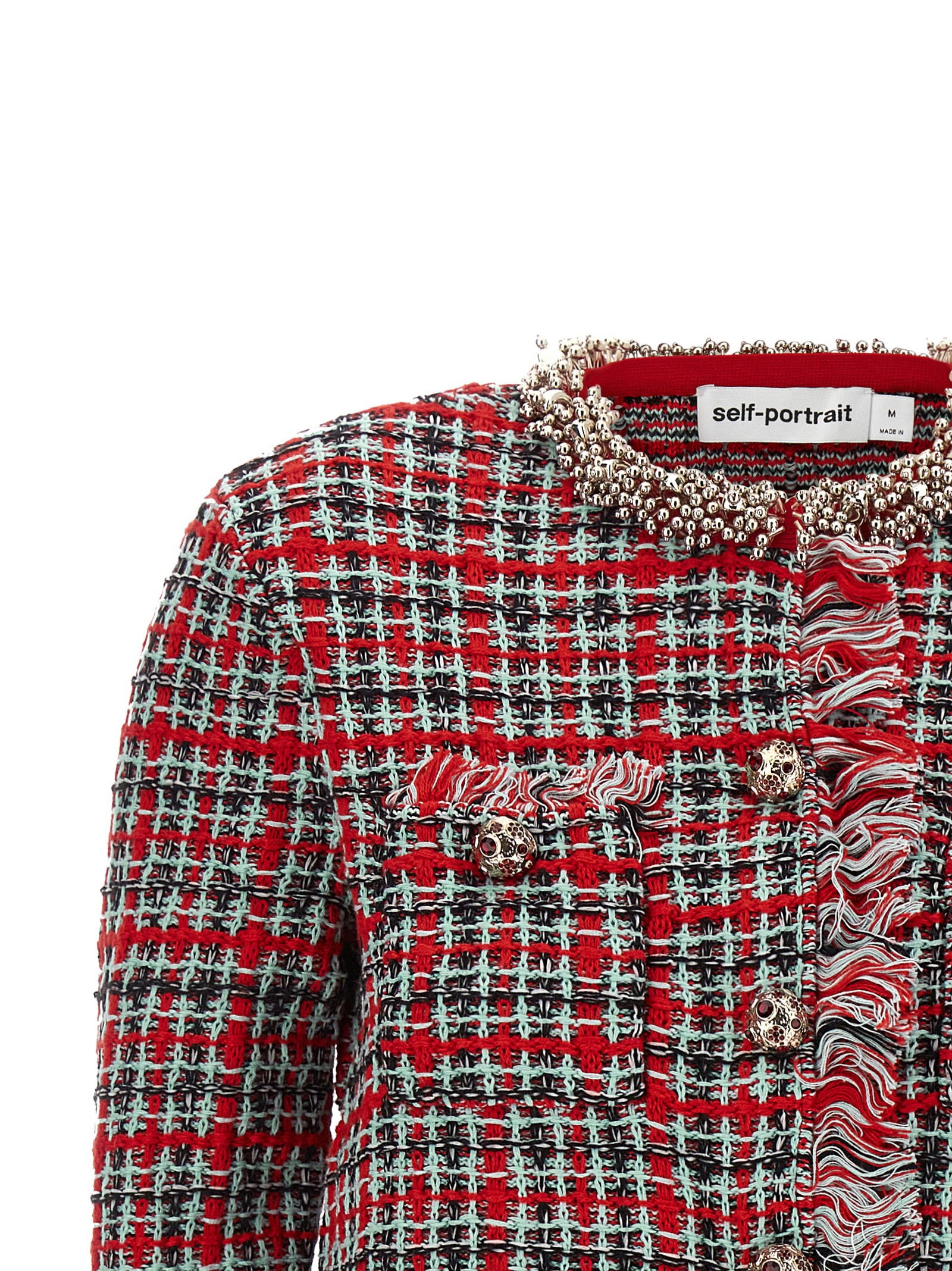 Self-Portrait Fringed Knit Jacket - view 3