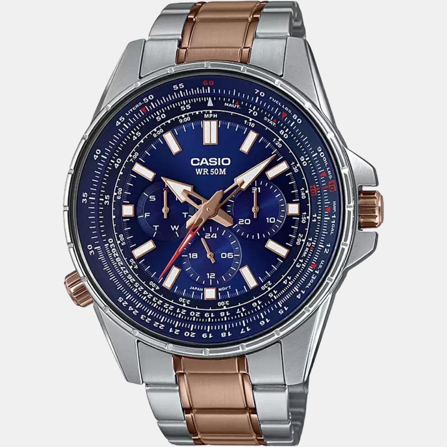 Casio Enticer Men Quartz Blue Dial Chronograph Stainless Steel Watch A1568 - view 2