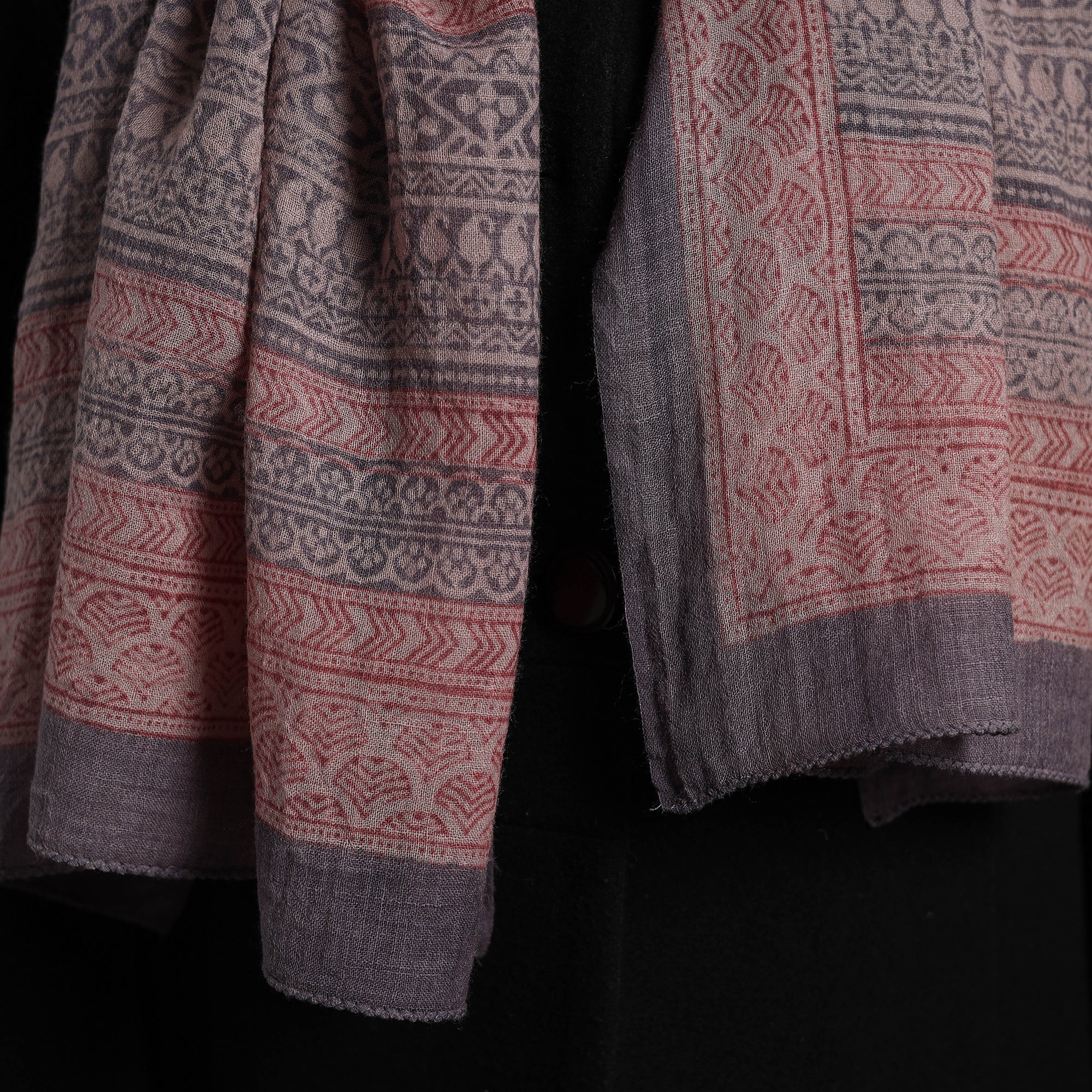BAGH PRINTS BY MOHAMMED BILAL KHATRI Brown - Bagh Hand Block Printed Merino Woollen Stole 36 - view 4