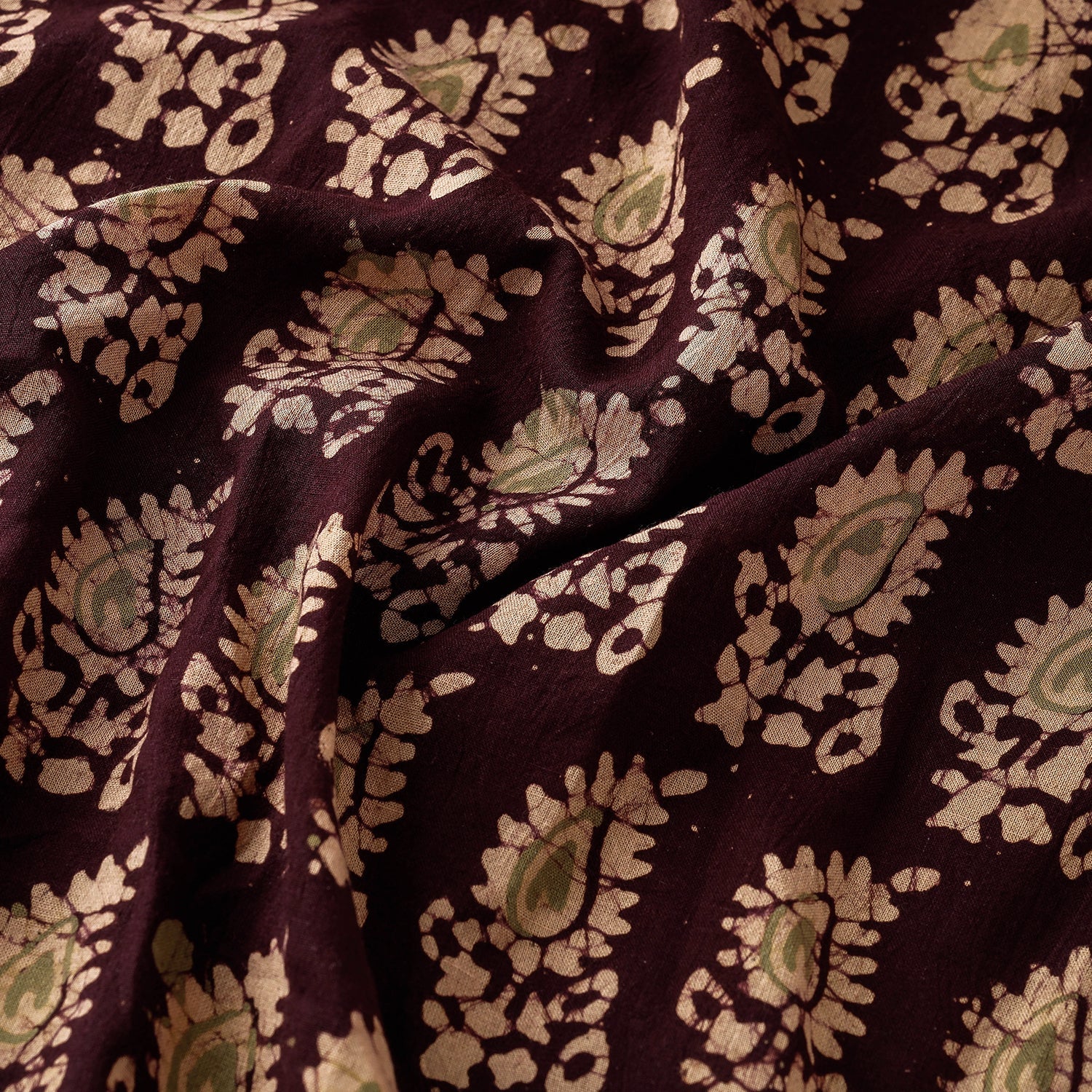 KACHCHH JI CHHAAP Brown - Hand Printed Cotton Batik Fabric - view 2