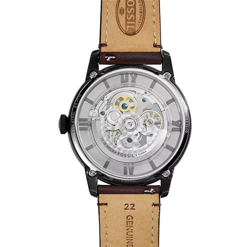Fossil Townsman Skeleton Brown Dial & Leather Strap Watch for Men - view 2