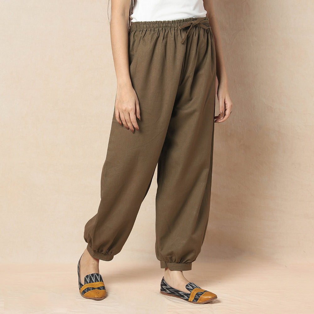 ITOKRI CASUALS Brown - Flex Cotton Plain Elasticated Pant