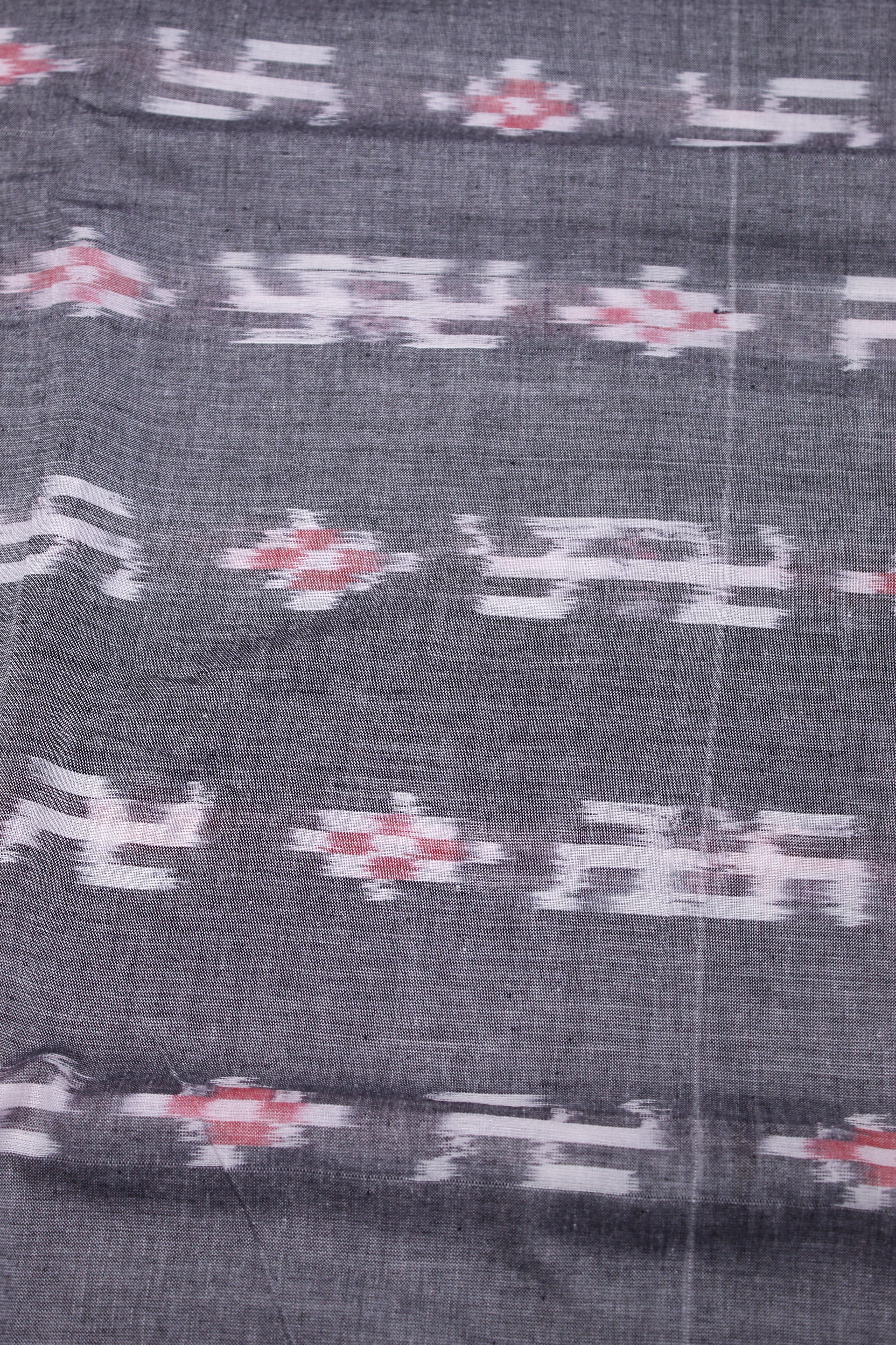 IndianVillèz Light Grey Pasapali Swastik Sambalpuri Ikat Cotton Fabric - view 2