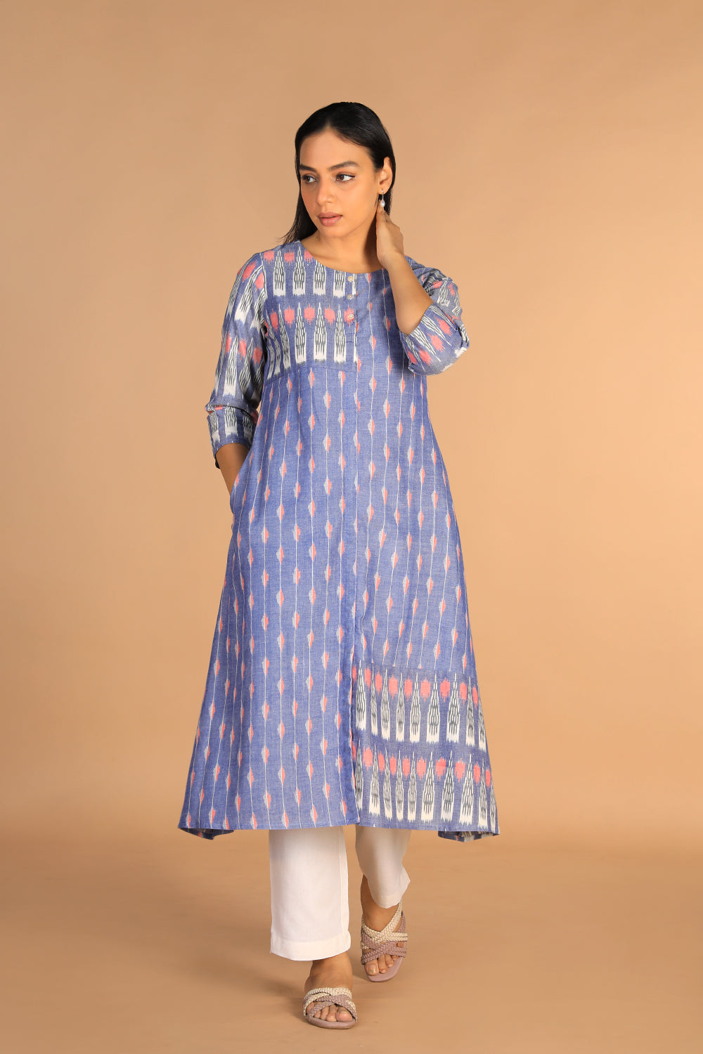 Kalanjali Ethnics Handwoven cotton pochampally Ikat kurti