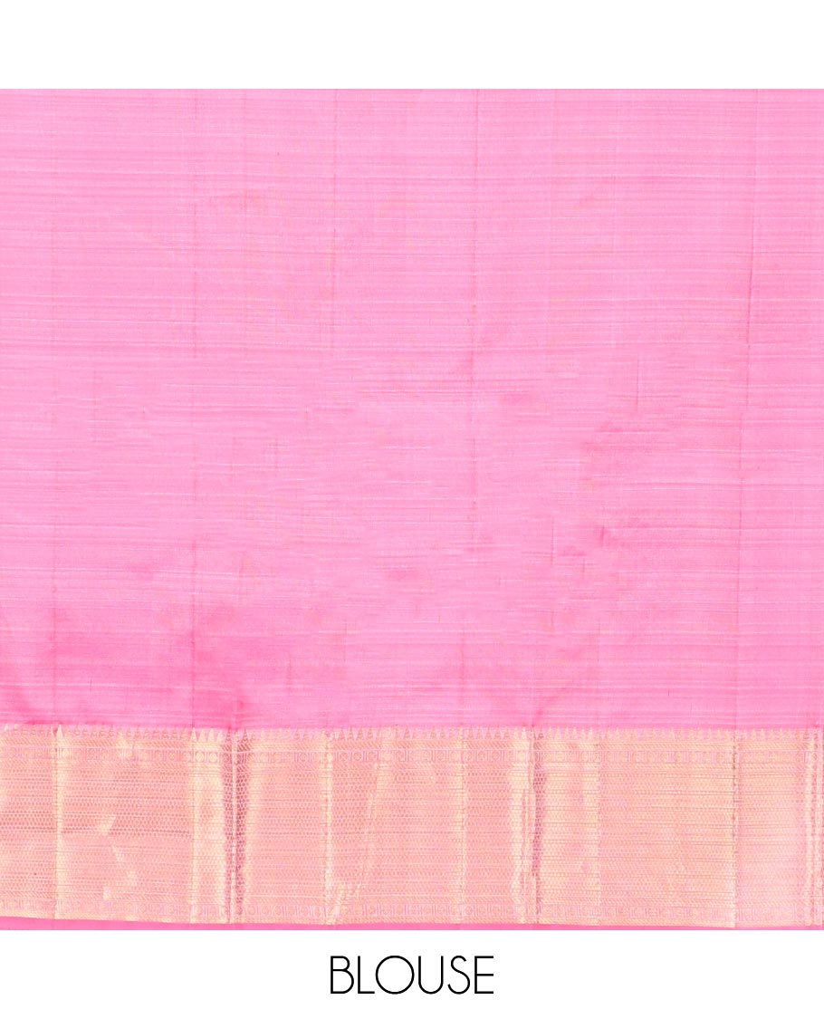 Pothys Pink zari buttas silk saree, contrast border of traditional designs & jaal pallu - view 4