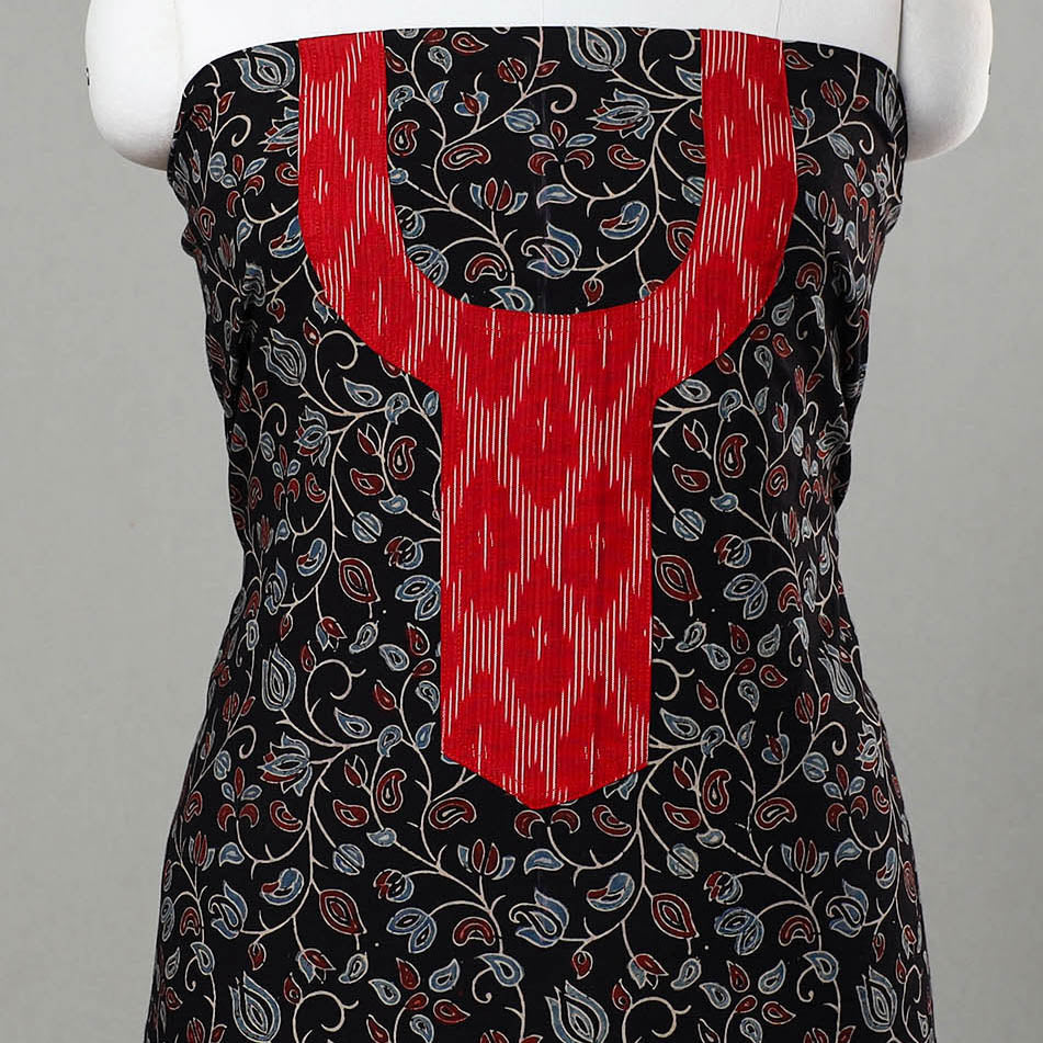 NOORI BAZAR Black - Ajrakh Print Cotton Kurta Material with Patchwork (3m) 02 - view 3
