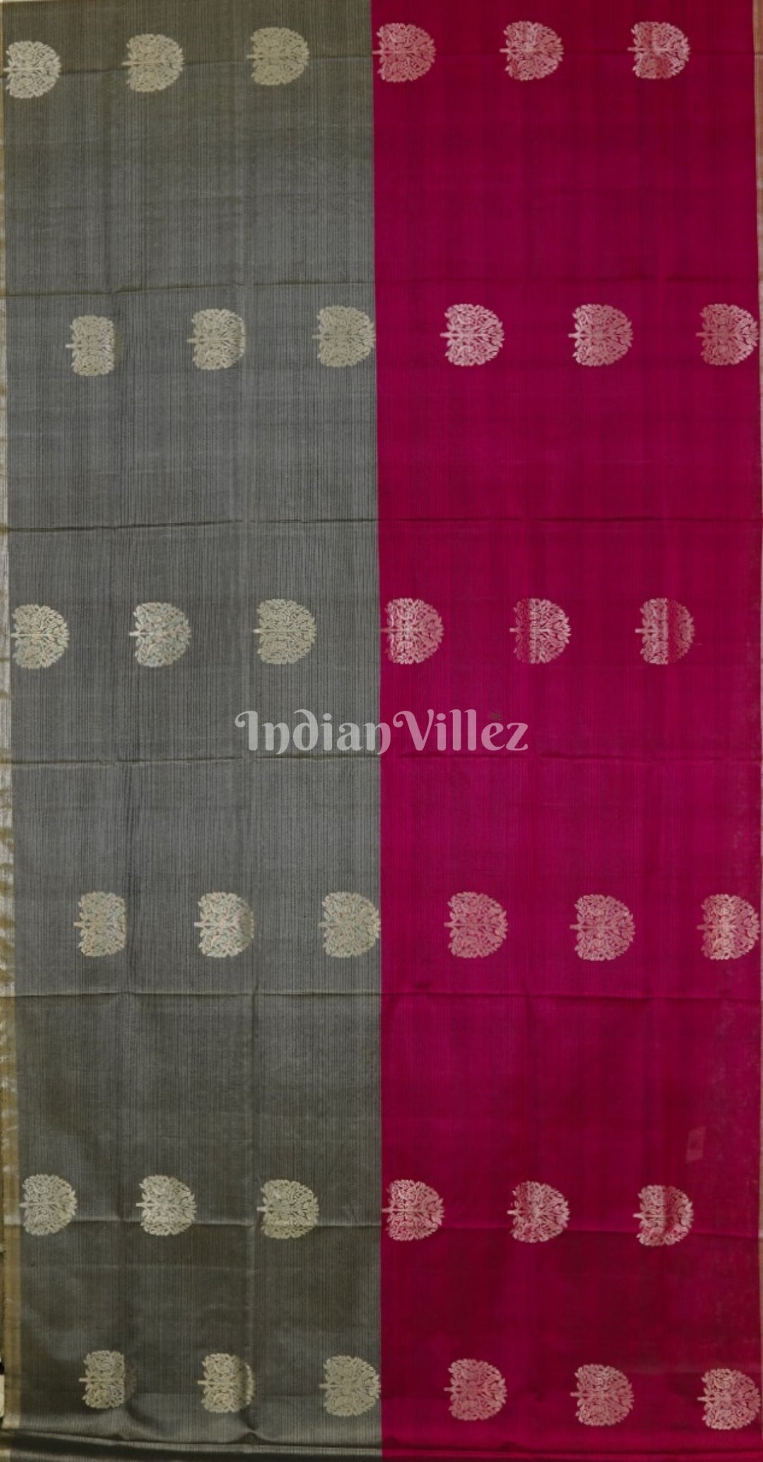 IndianVillèz Wine With Grey Pure Kanjivaram Soft Silk Saree - view 2