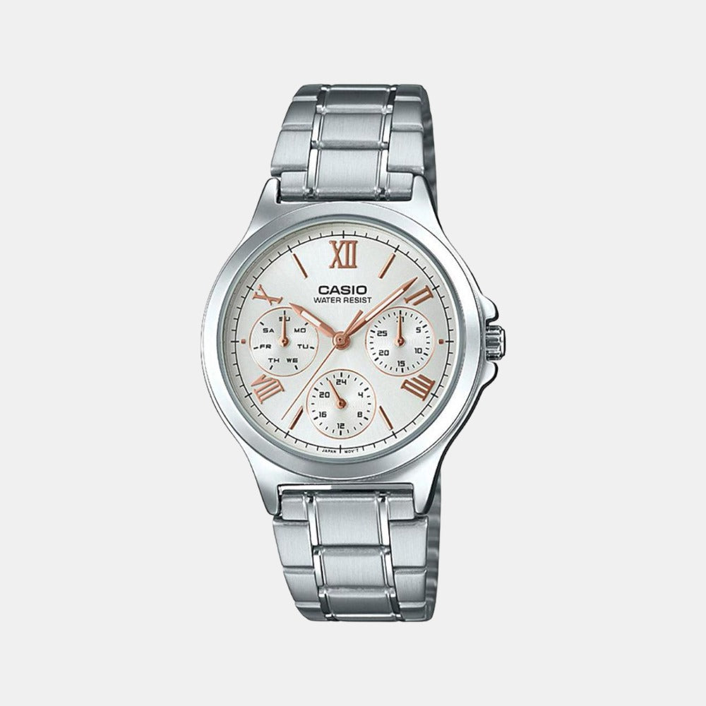 Casio Enticer Women Quartz Silver Dial Chronograph Stainless Steel Watch A1900