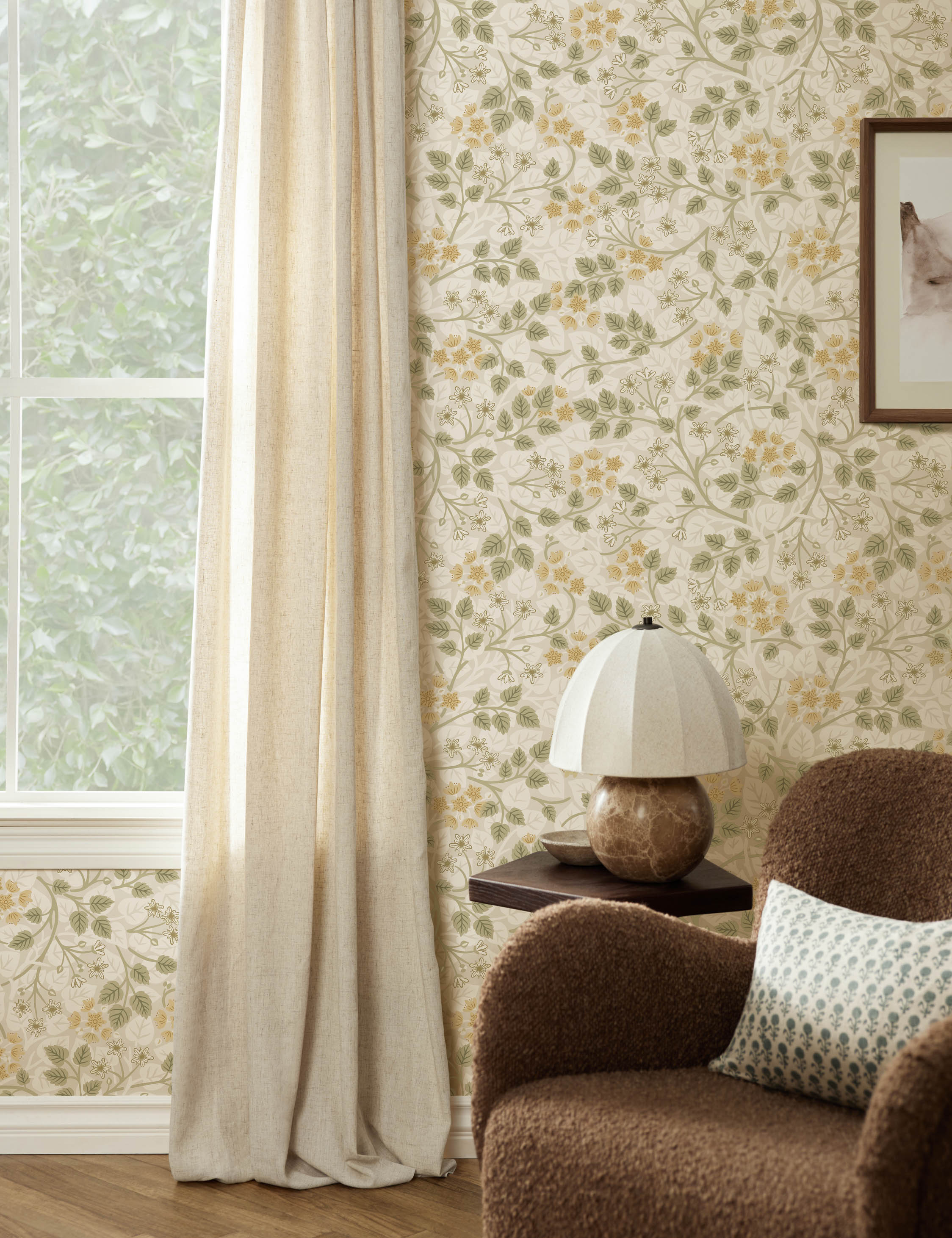 Lulu and Georgia Silver Lime Wallpaper by Sanderson - view 7