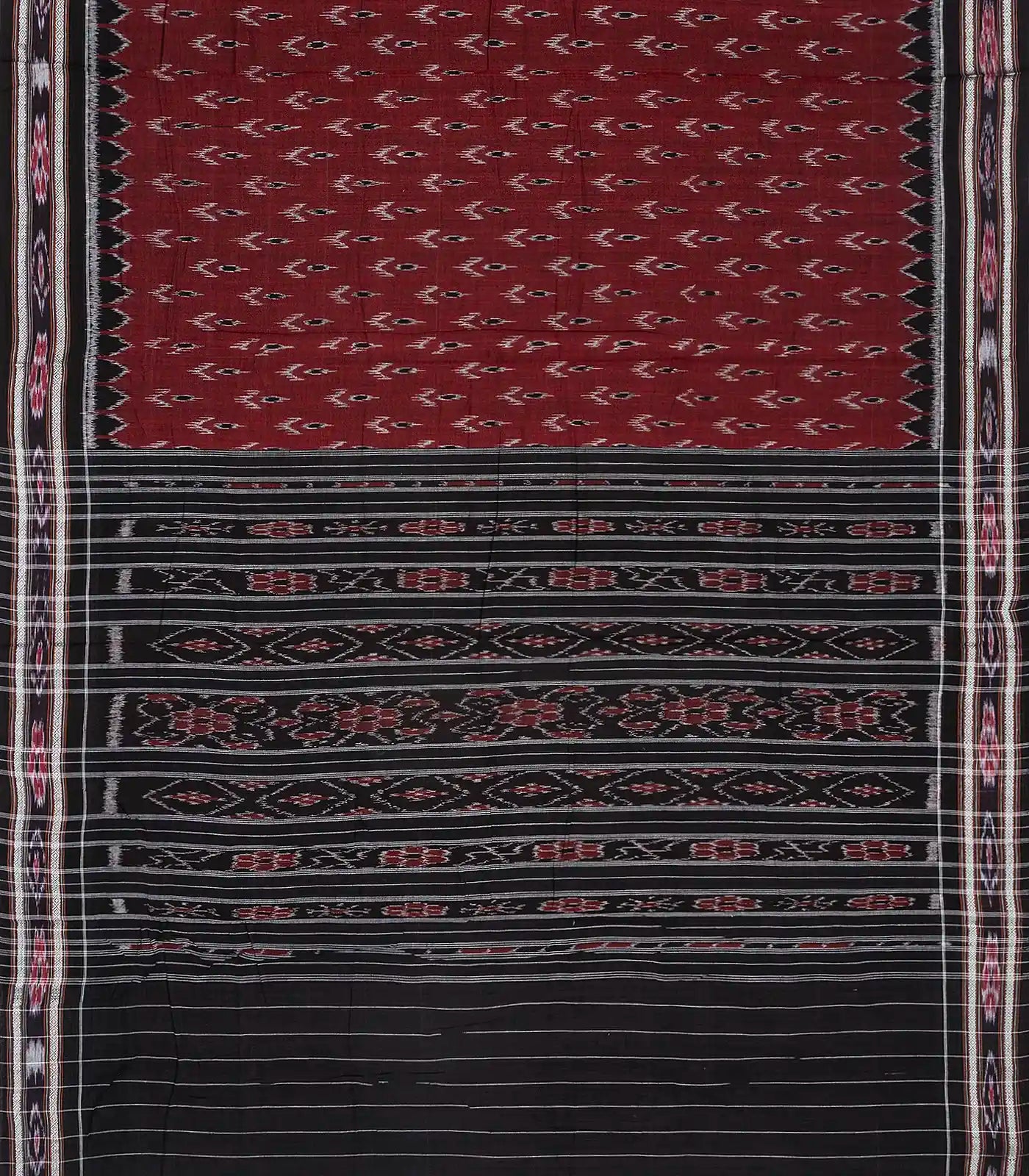 RmKV Maroon Handloom Orissa Cotton Saree With Tie & Dye Floral Motifs - view 2