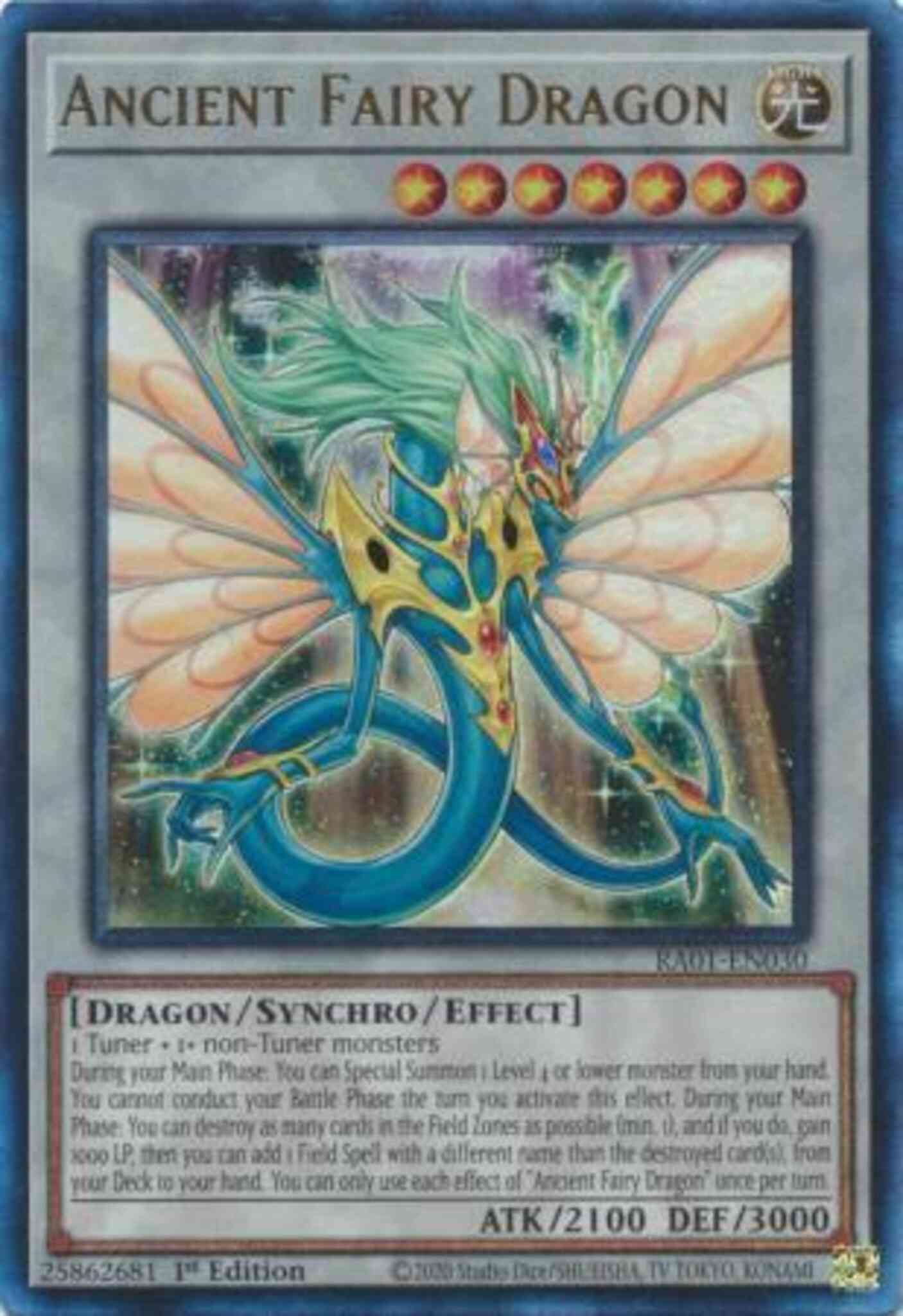 Yu-Gi-Oh! Ancient Fairy Dragon - RA01-EN030 - Prismatic Ultimate Rare - 1st Edition