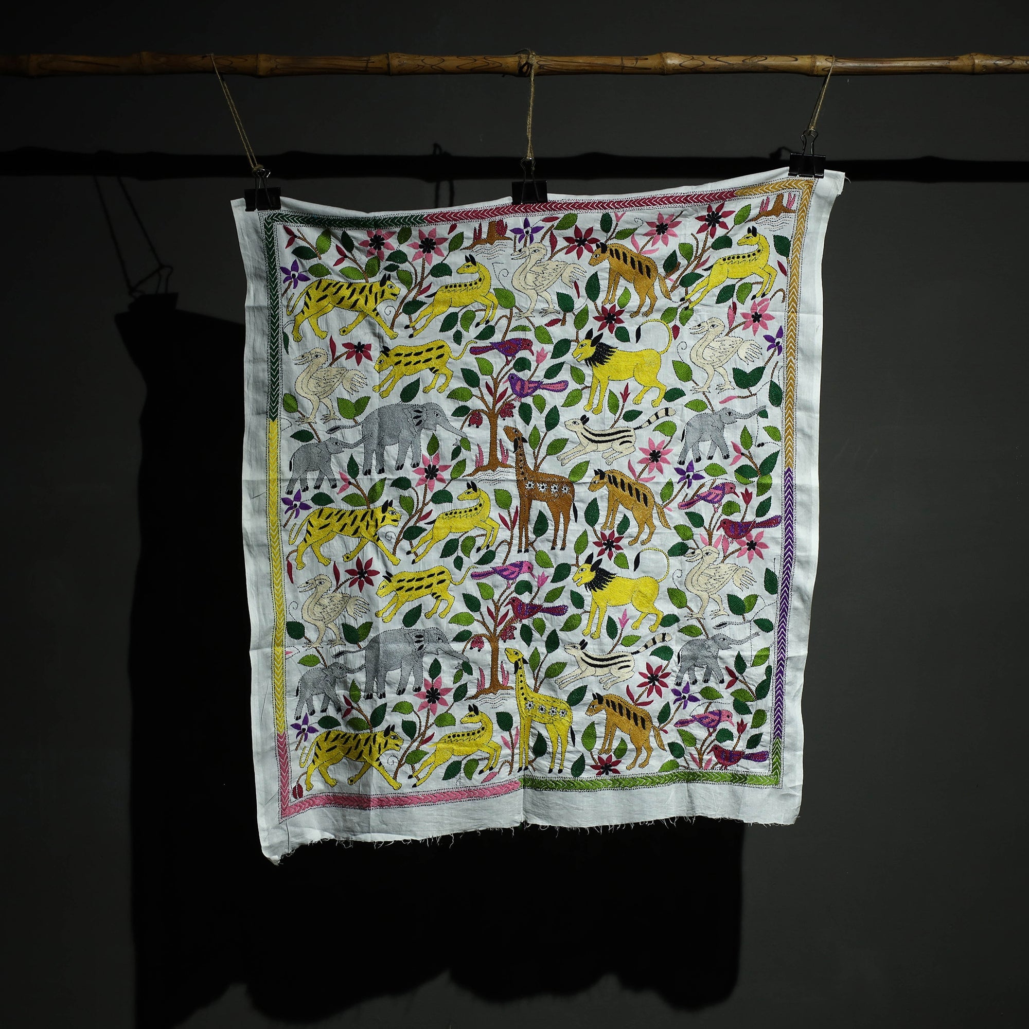 AFROZA KHATUN KANTHA ARTISTAN Bengal Kantha Hand Embroidery Cotton Wall Hanging (38 x 39 in)