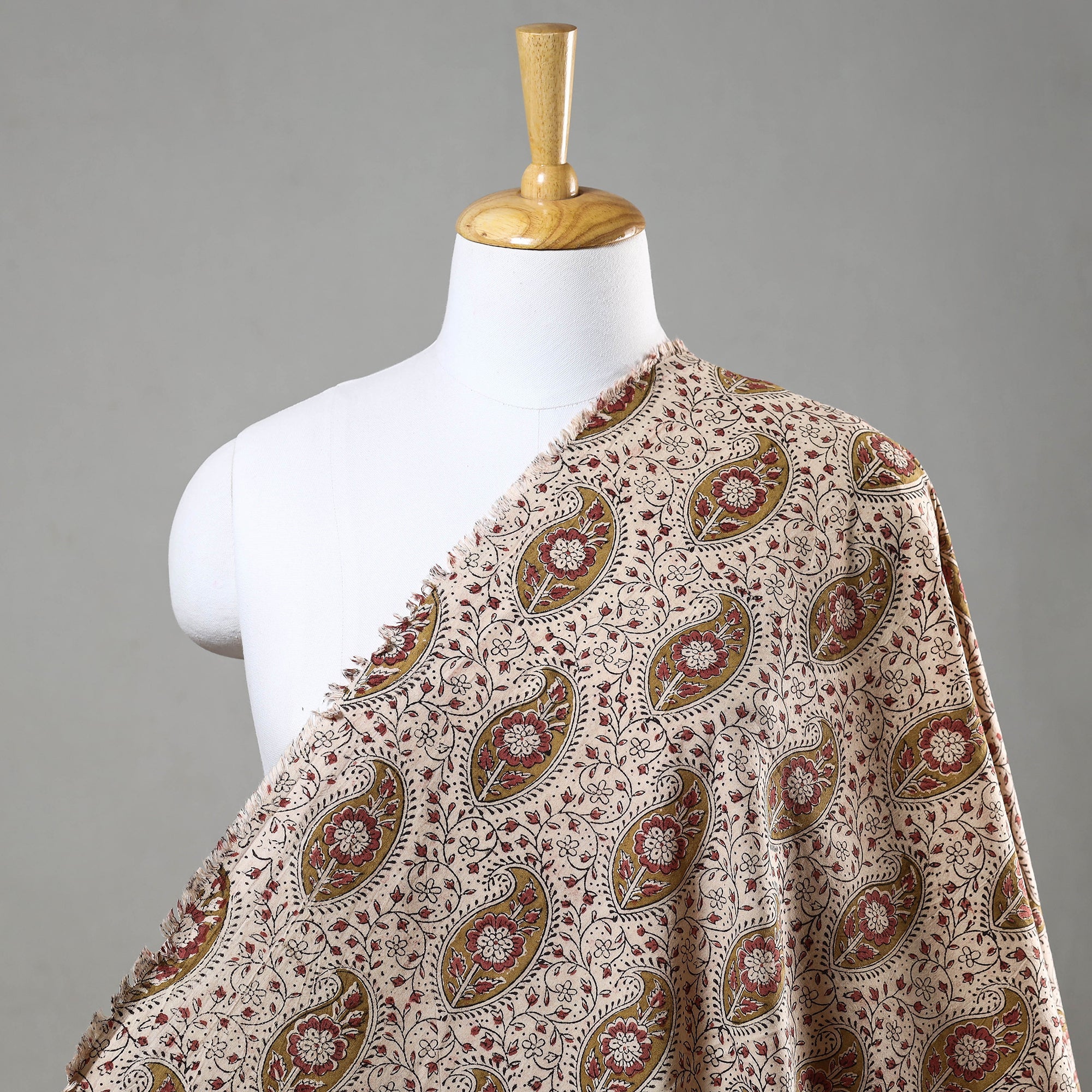 PITCHUKA SRINIVAS KALAMKARI PEDANA Beige - Pedana Kalamkari Block Printed Cotton Fabric