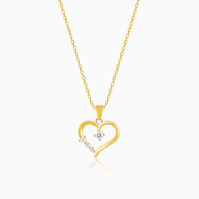 GIVA Jewellery Golden Solitaire Heart Pendant with Link Chain