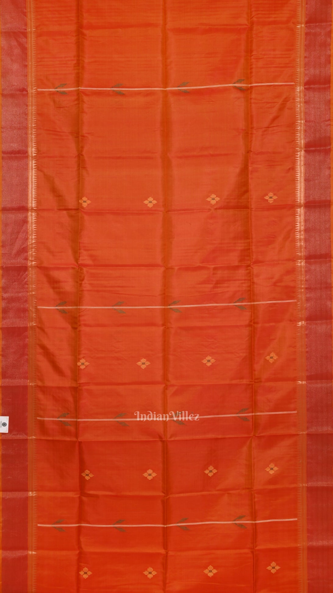 IndianVillèz Orange Green Pure Bishnupuri Silk Saree - view 4