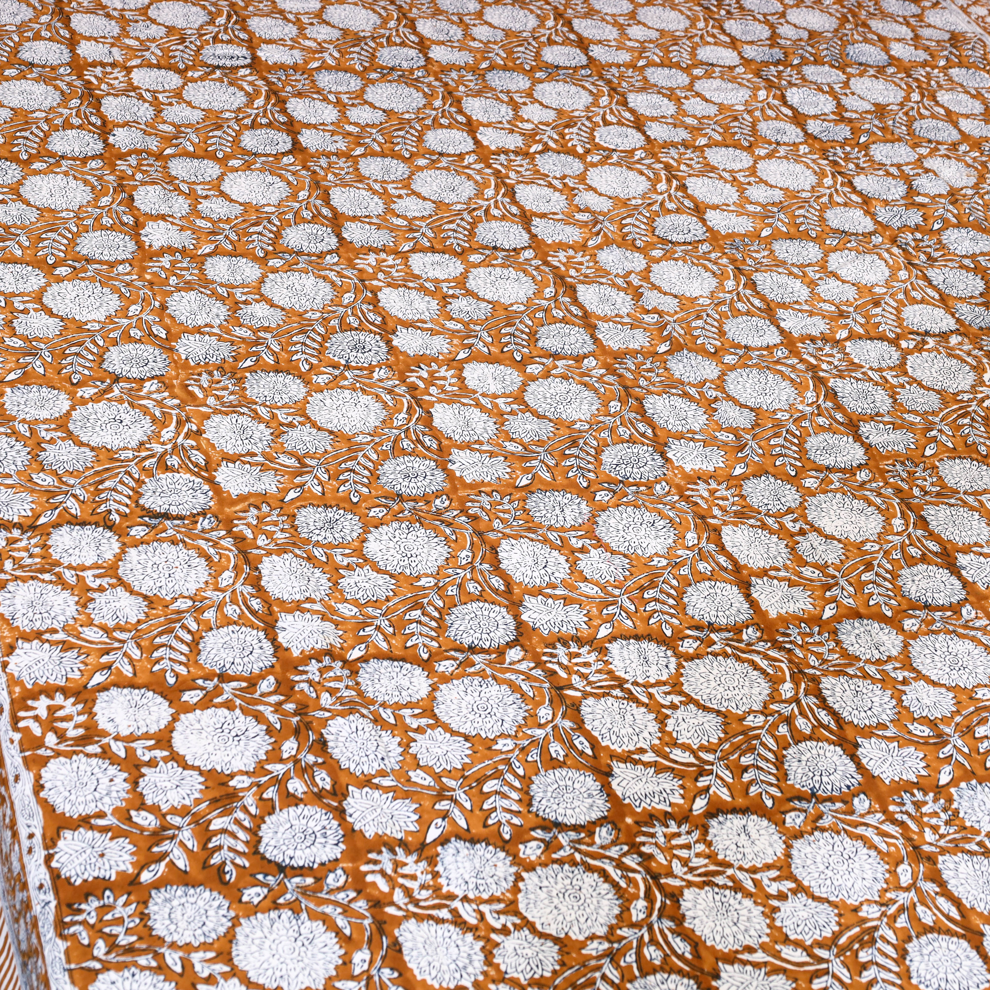 HAVELI CHRONICLES Brown - Block Print Cotton Single Sanganeri Bed Sheet 13 - view 5