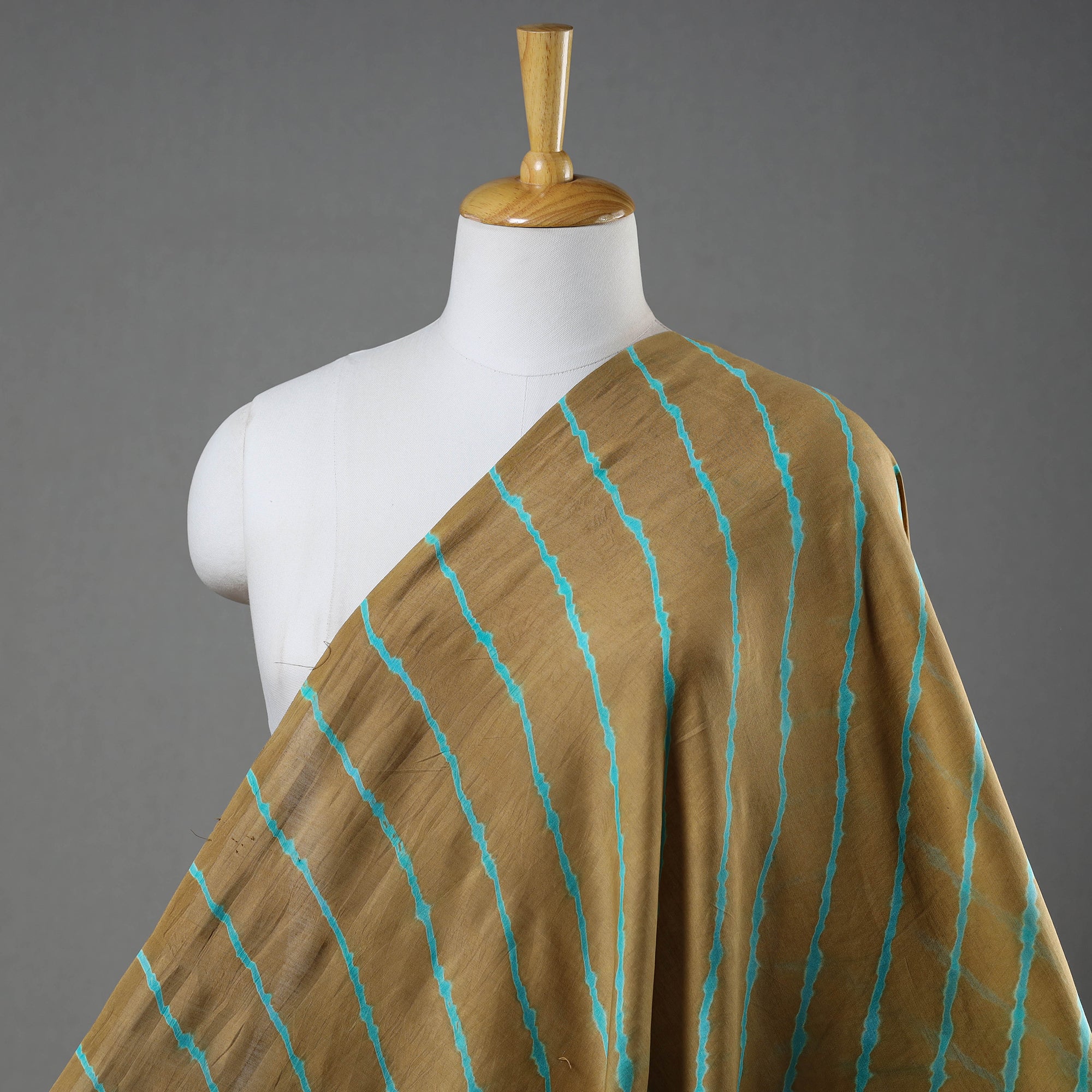 LEHARIYA BY BADSHAH MIYAN Brown - Multicolour Leheriya Tie-Dye Chanderi Silk Fabric 11