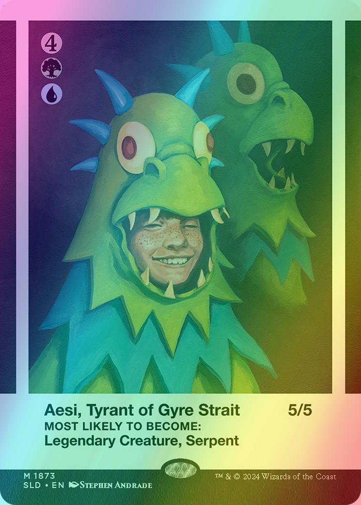 Magic Aesi, Tyrant of Gyre Strait // Aesi, Tyrant of Gyre Strait [1873] [Borderless] [Class of '87] [Secret Lair Drop] [Foil]