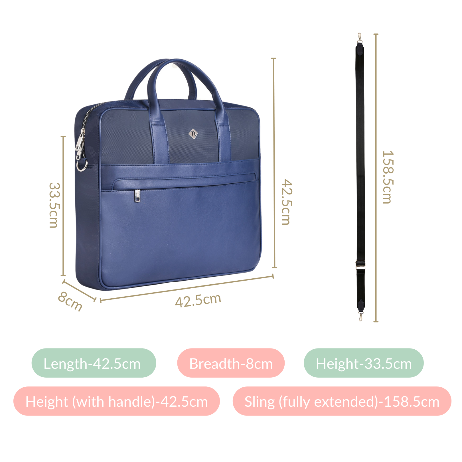 Nestasia Kaizen Laptop Bag Navy 15 Inch - view 4