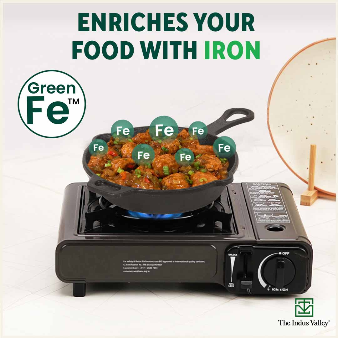 The Indus Valley CASTrong Cast Iron Fry Pan/Skillet,Pre-seasoned, Nonstick, 100% Pure, Toxin-free, Induction, 23cm, 1.4L, 2.4kg - view 6