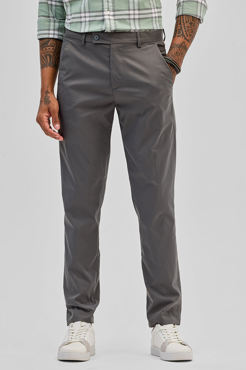 SNITCH Grey Slim Fit Chinos - view 4