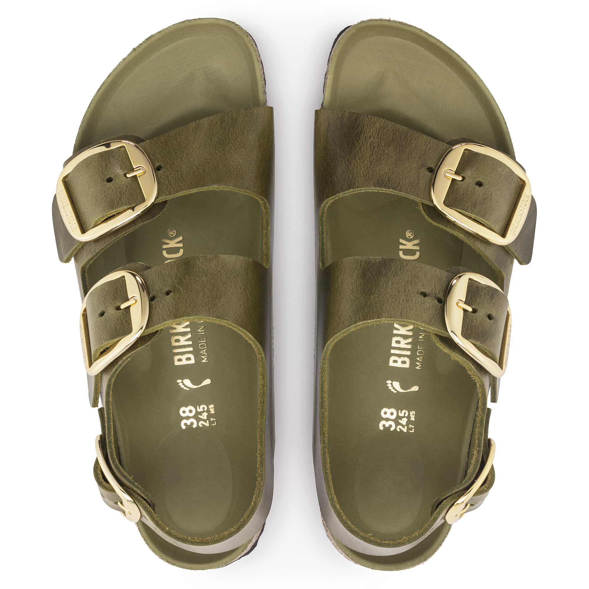 Birkenstock Milano Big Buckle Oiled Leather – Green Green/Olive Green - view 2