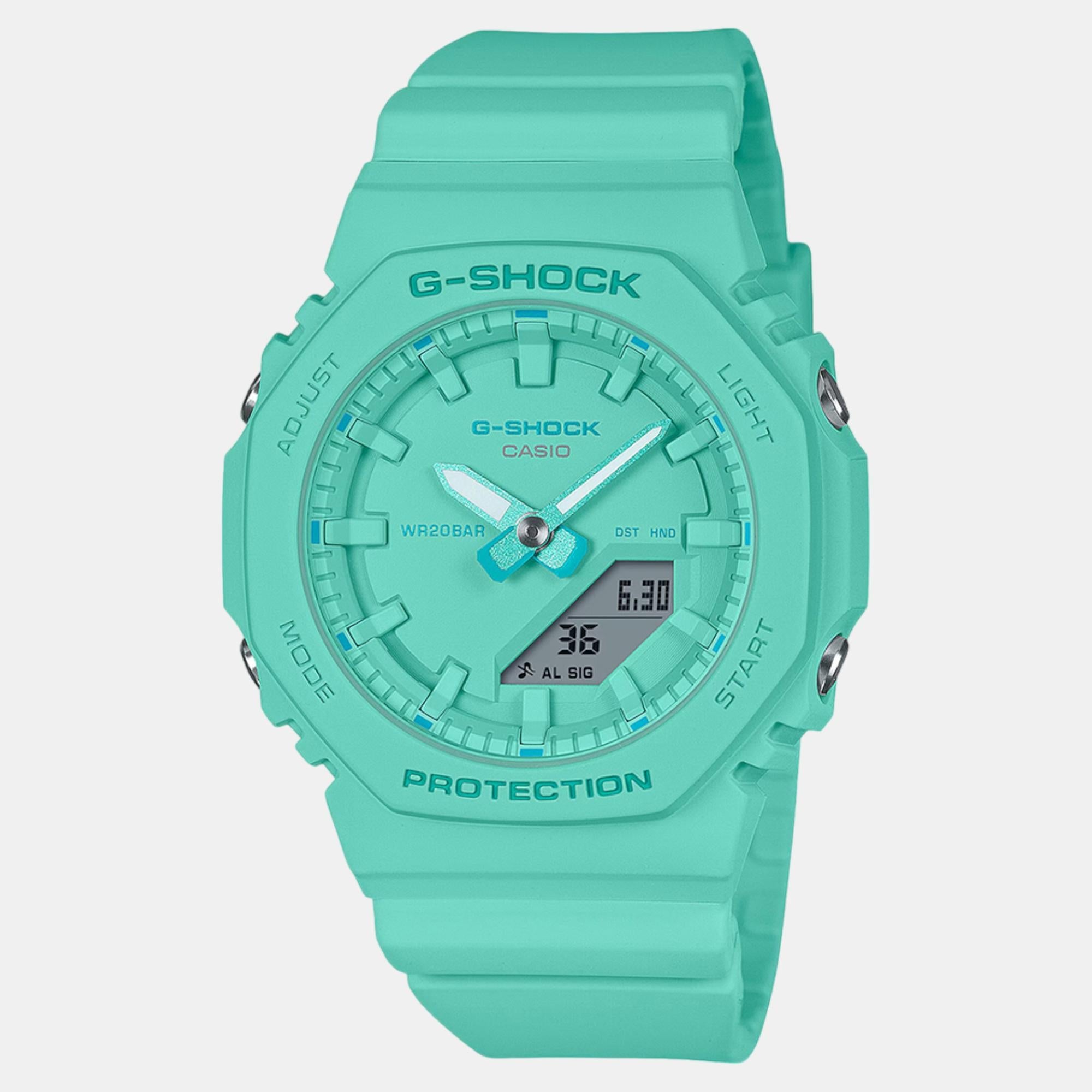 Casio G-Shock Women Quartz Turquoise Blue Dial Analog-Digital Resin Watch G1531