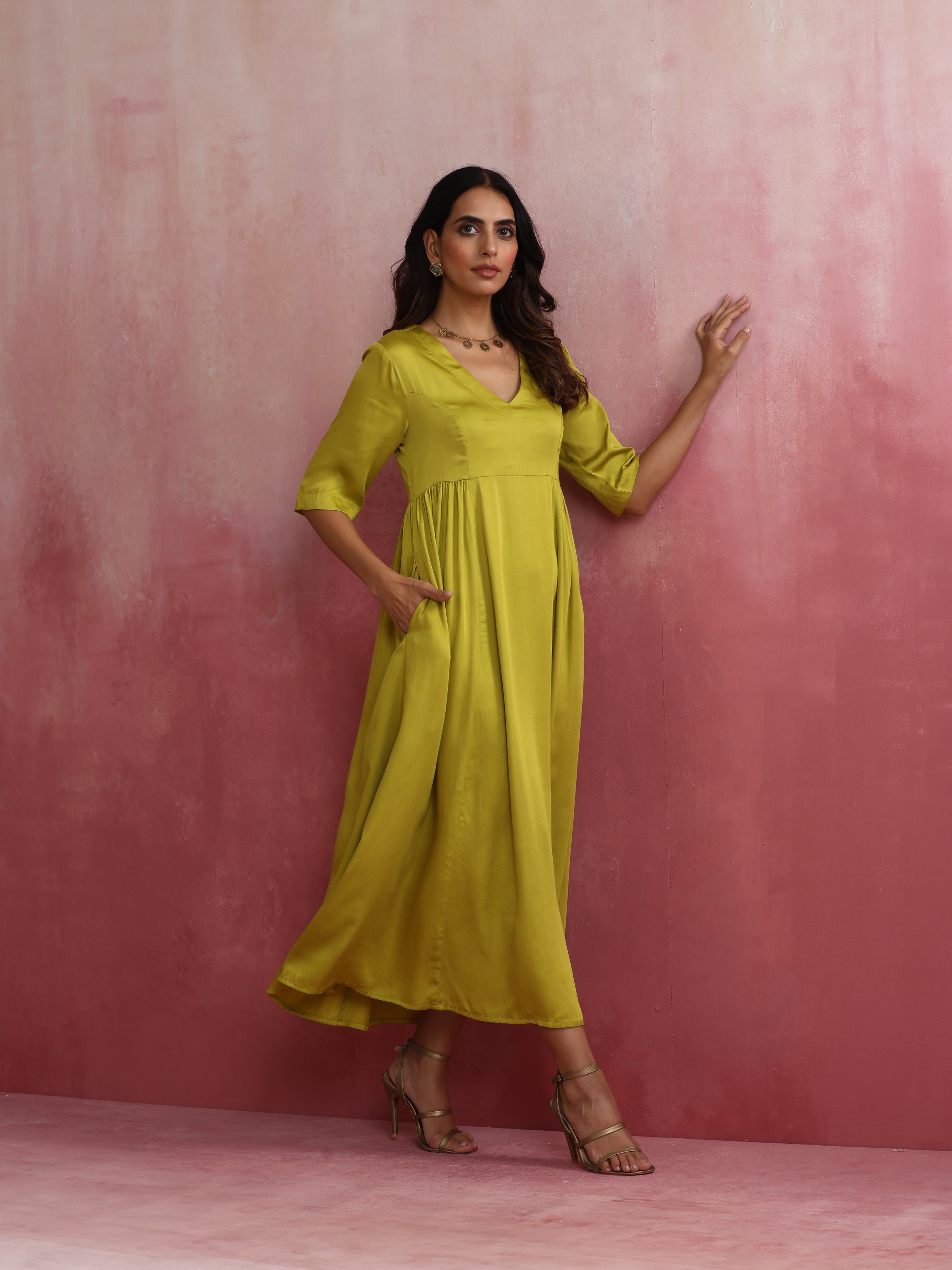trueBrowns Modal Lime Green Dress - view 4