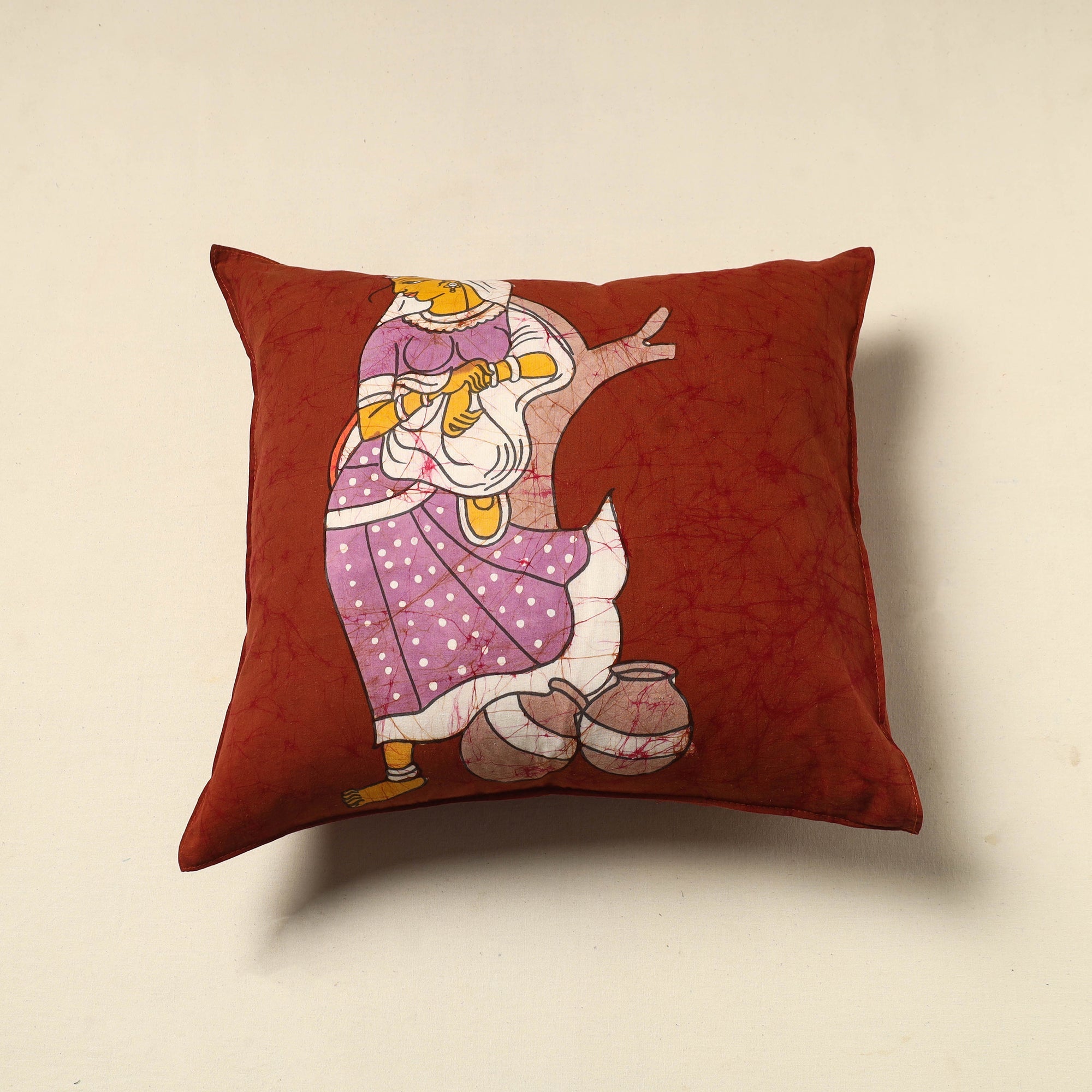 KACHCHH JI CHHAAP Pure Cotton Hand Batik Cushion Cover (18 x 18 in) 38