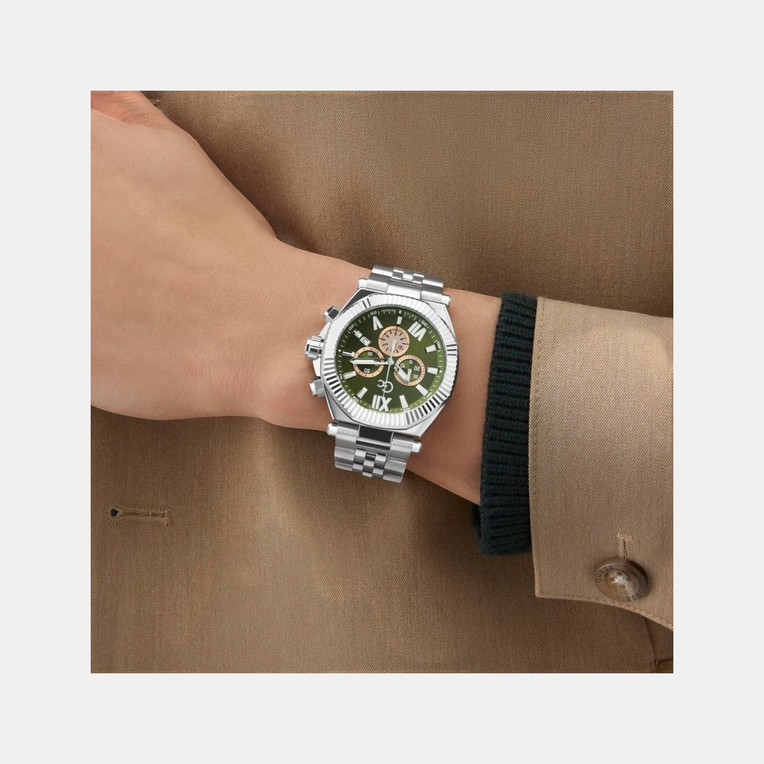 Gc Atlas Men Quartz Green Dial Chronograph Stainless Steel Watch Z66004G9 - view 3