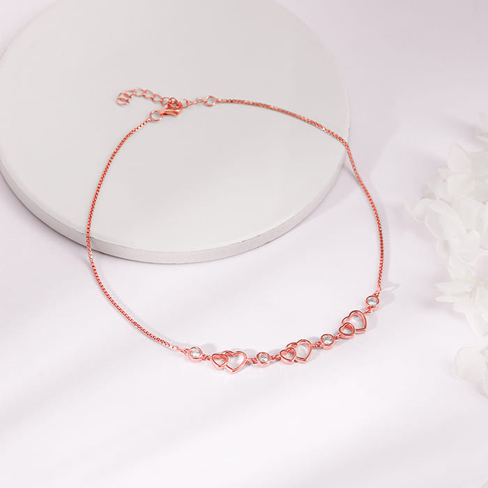 GIVA Jewellery Rose Gold Heart Anklet - view 2