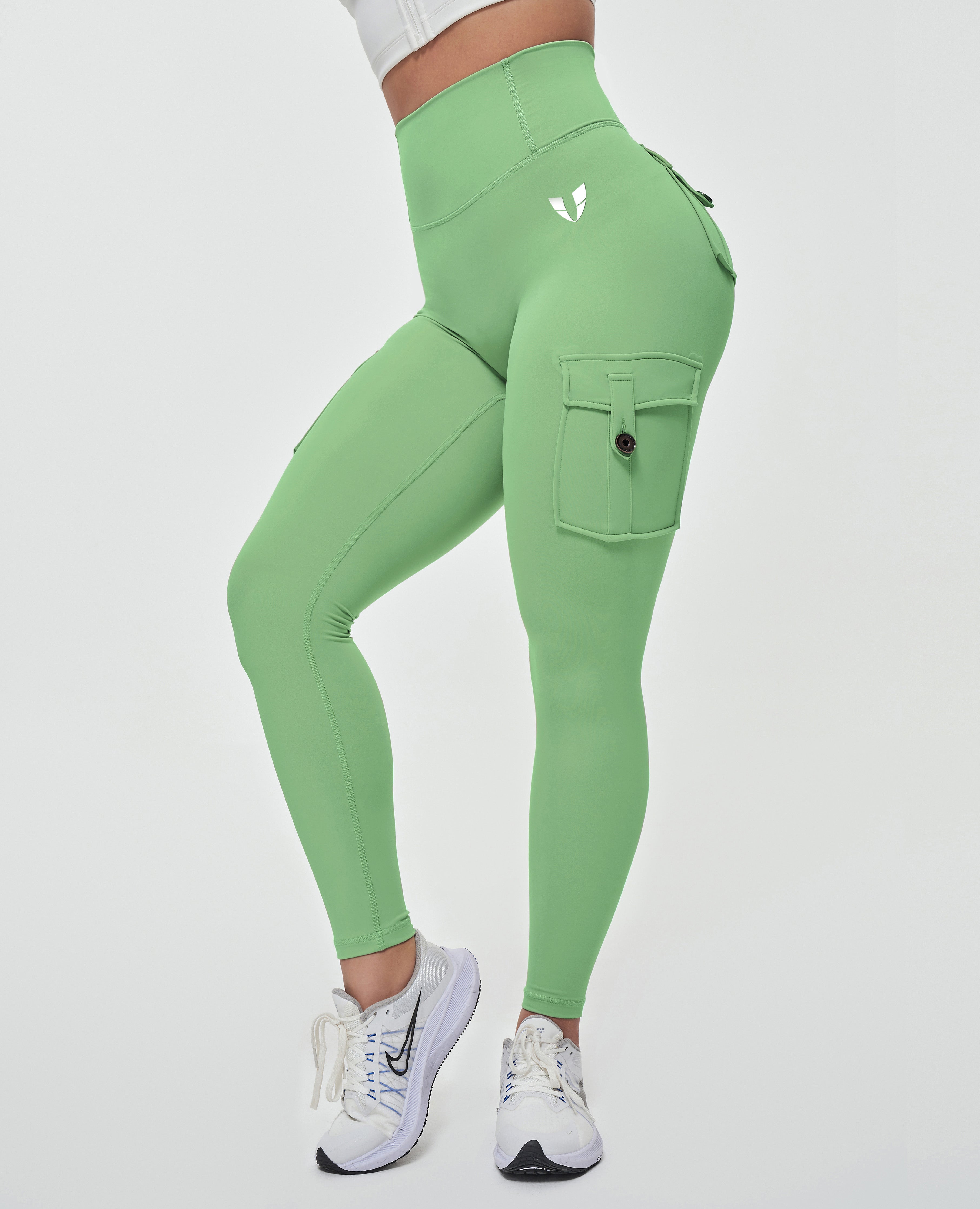 FIRM ABS High Waisted Cargo Leggings - Green - view 2