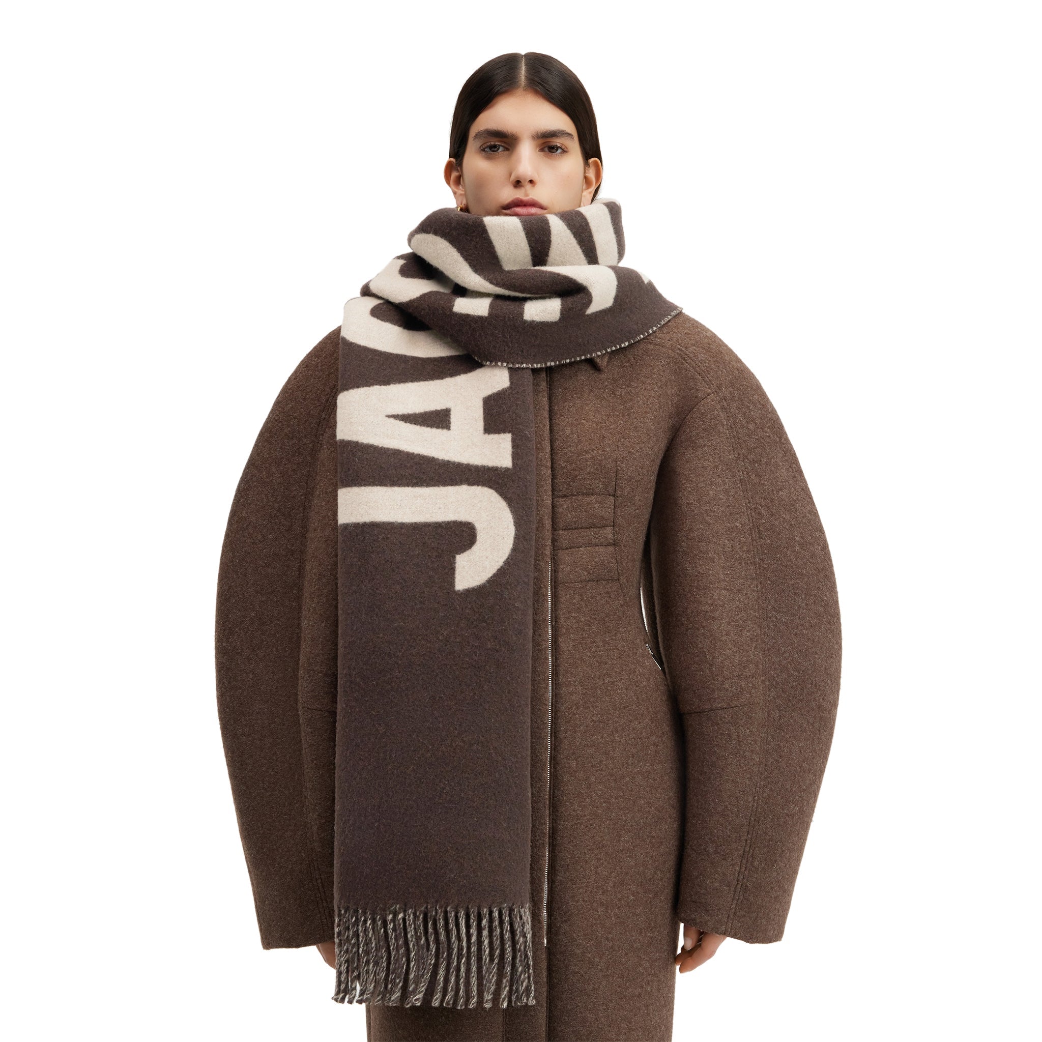 Jacquemus L'echarpe Fringe Logo Multi-Brown Scarf - view 2