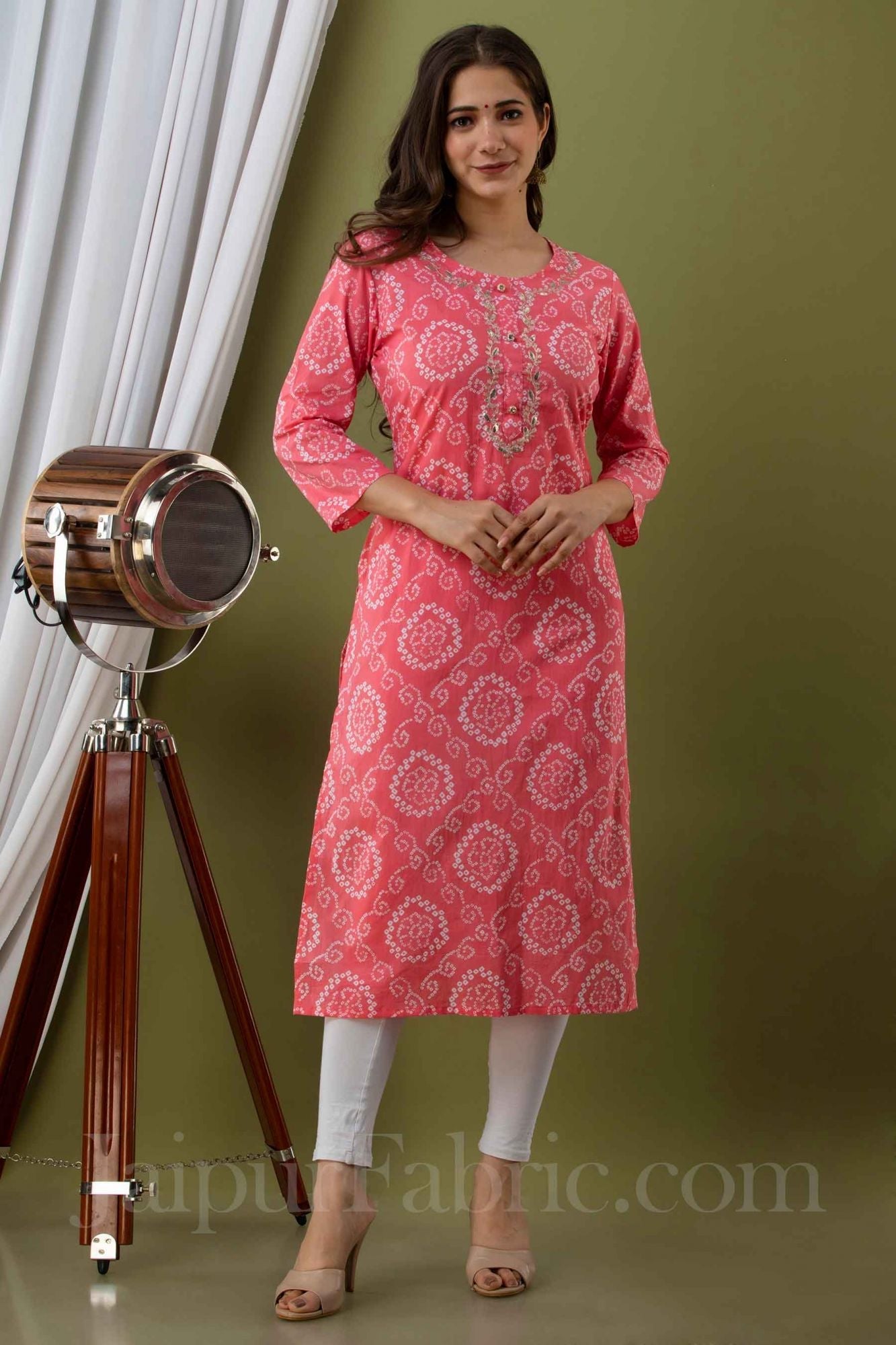 JaipurFabric® Women Peach Cotton Kurti - view 3