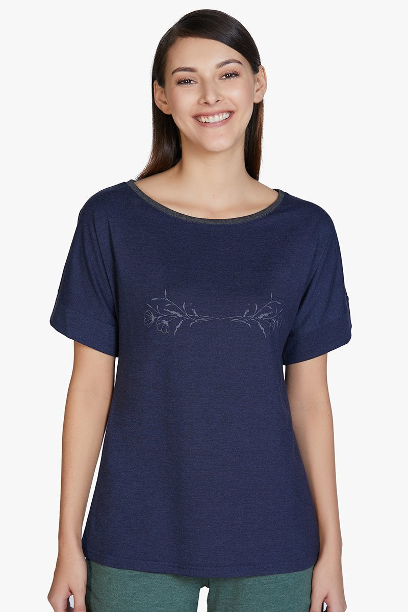 Amante Cotton Blend Sleep T-shirt - Navy