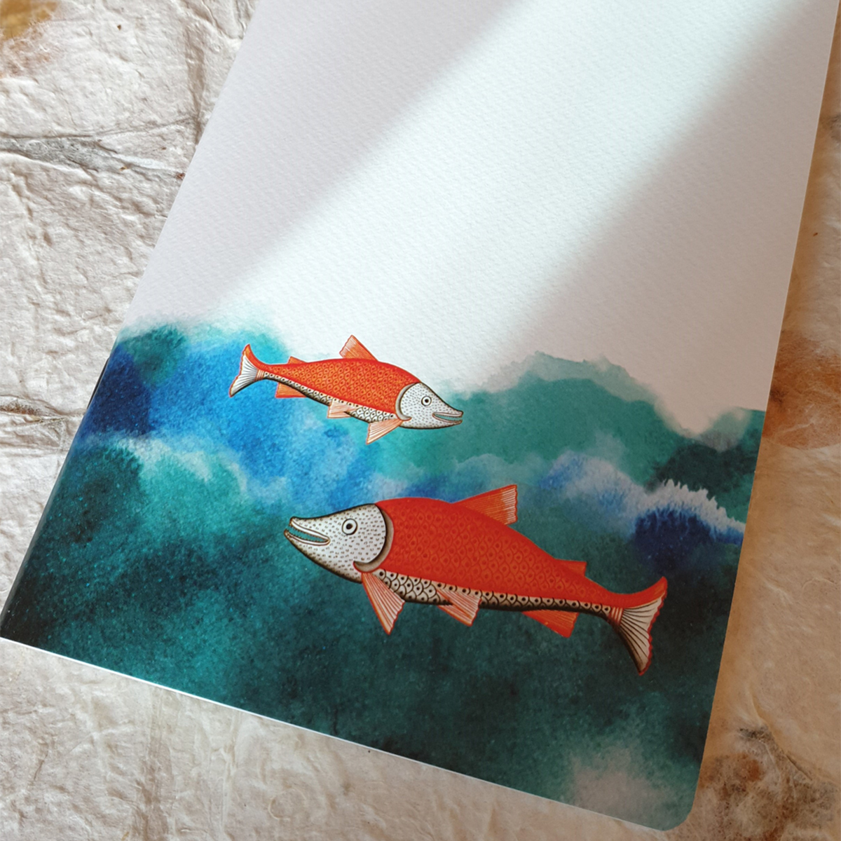 "Ocean Series" Notebooks in Collaboration with Traditional Pattachitra Artisan Rupsona by Ekibeki (Set of 3) - view 2