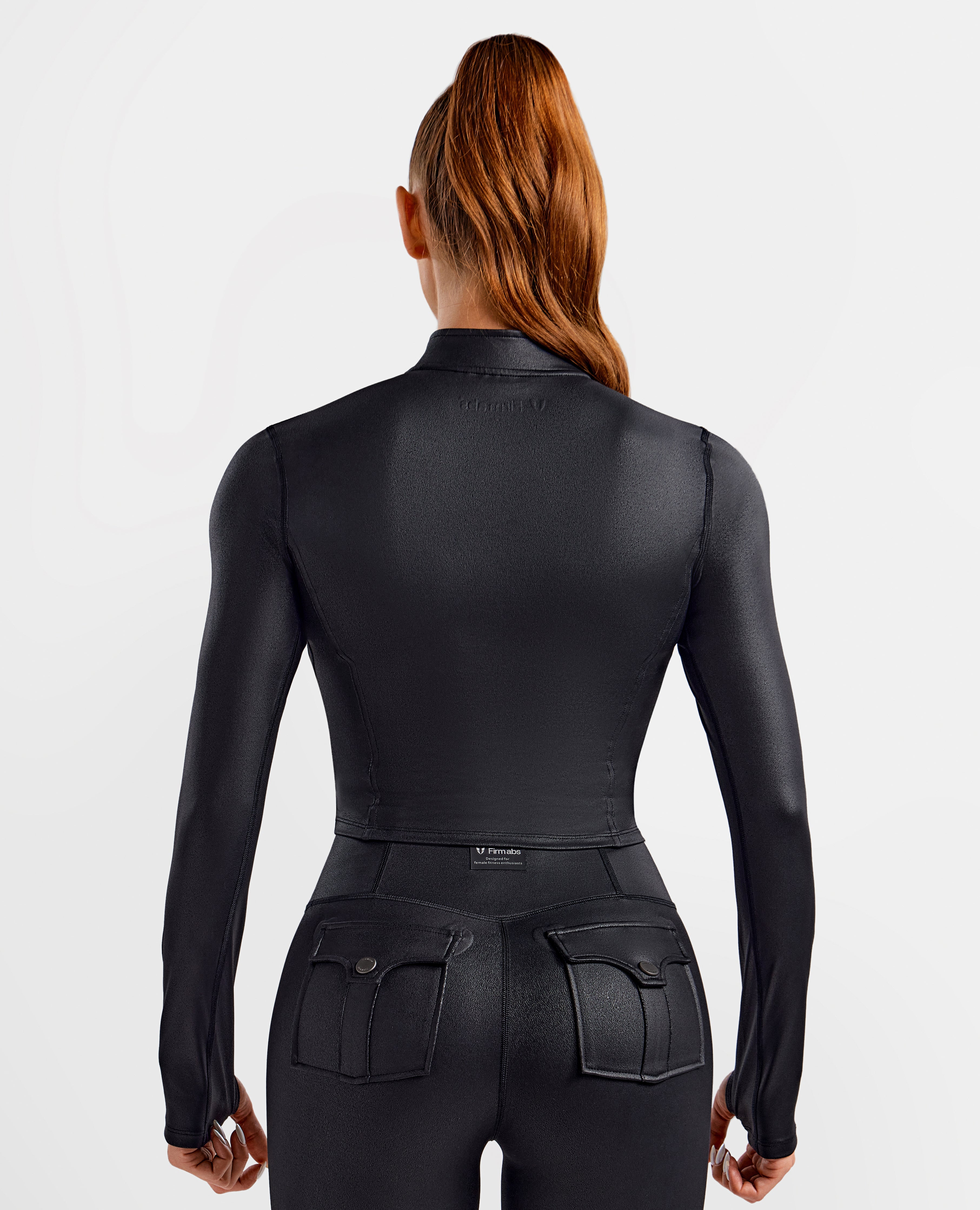 FIRM ABS Faux Leather Cargo Moto Jacket - Black - view 7
