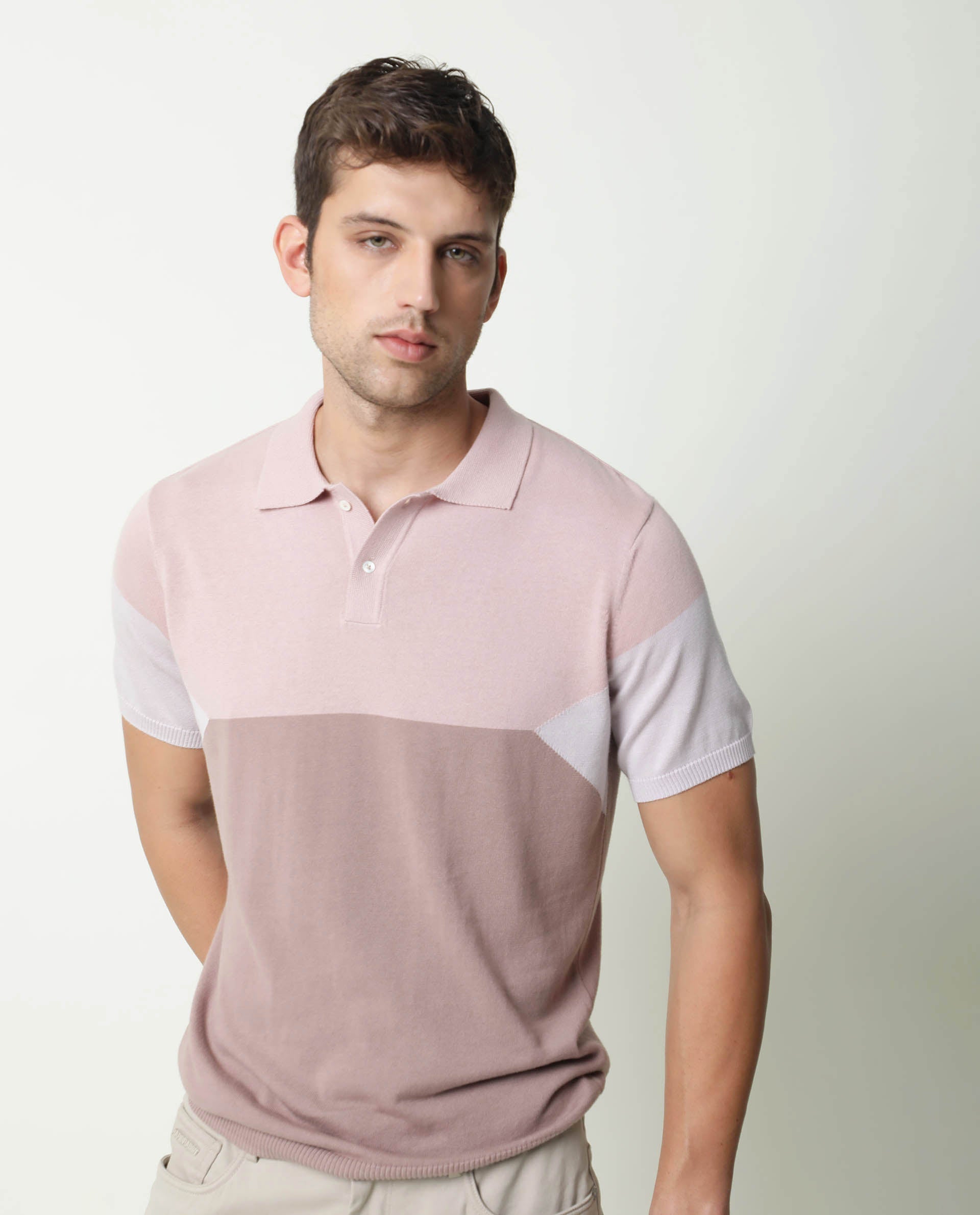 Rare Rabbit Men's Triblo Pink Polo Cotton Fabric Collared Neck Half Sleeves Button Closure Slim Fit - view 5