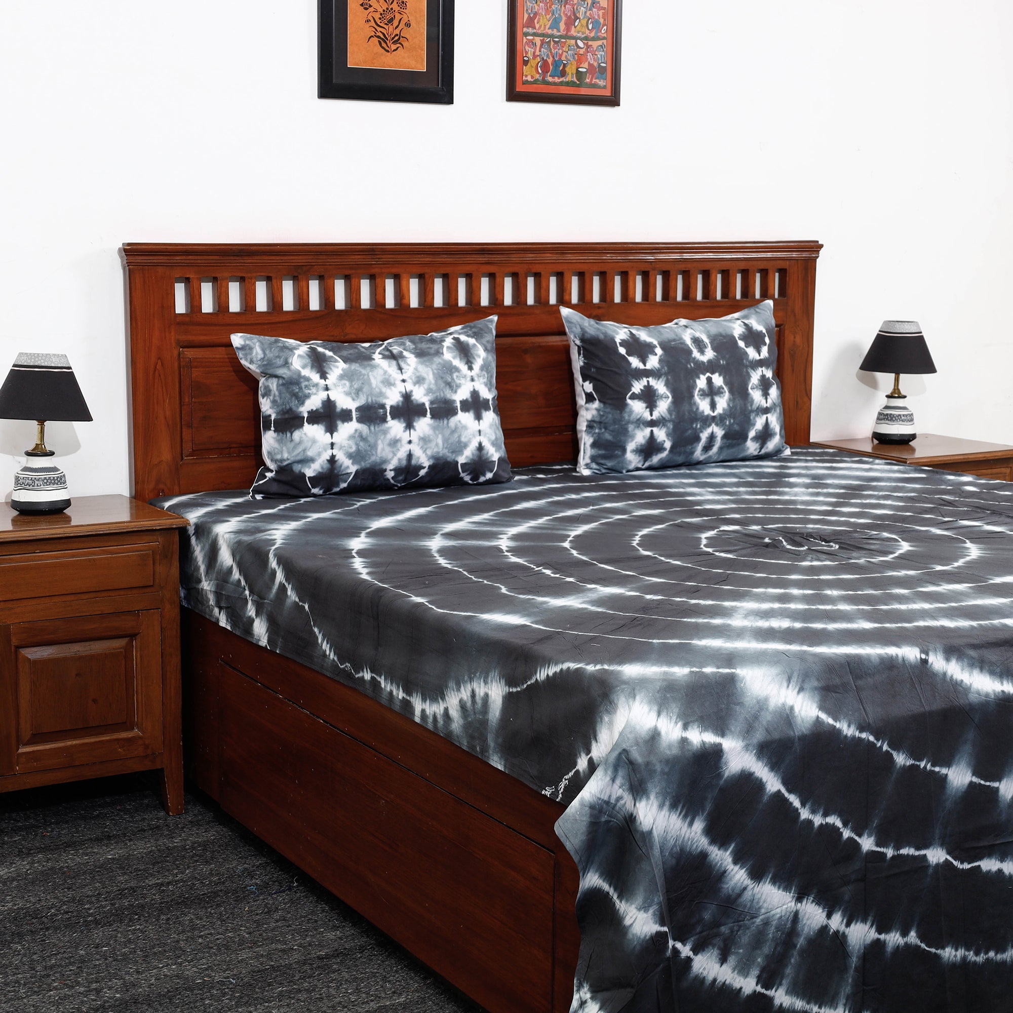 Tie dye cotton – HAVELI CHRONICLES Black - Tie & Dye Cotton Double Shibori Bed Sheet Set