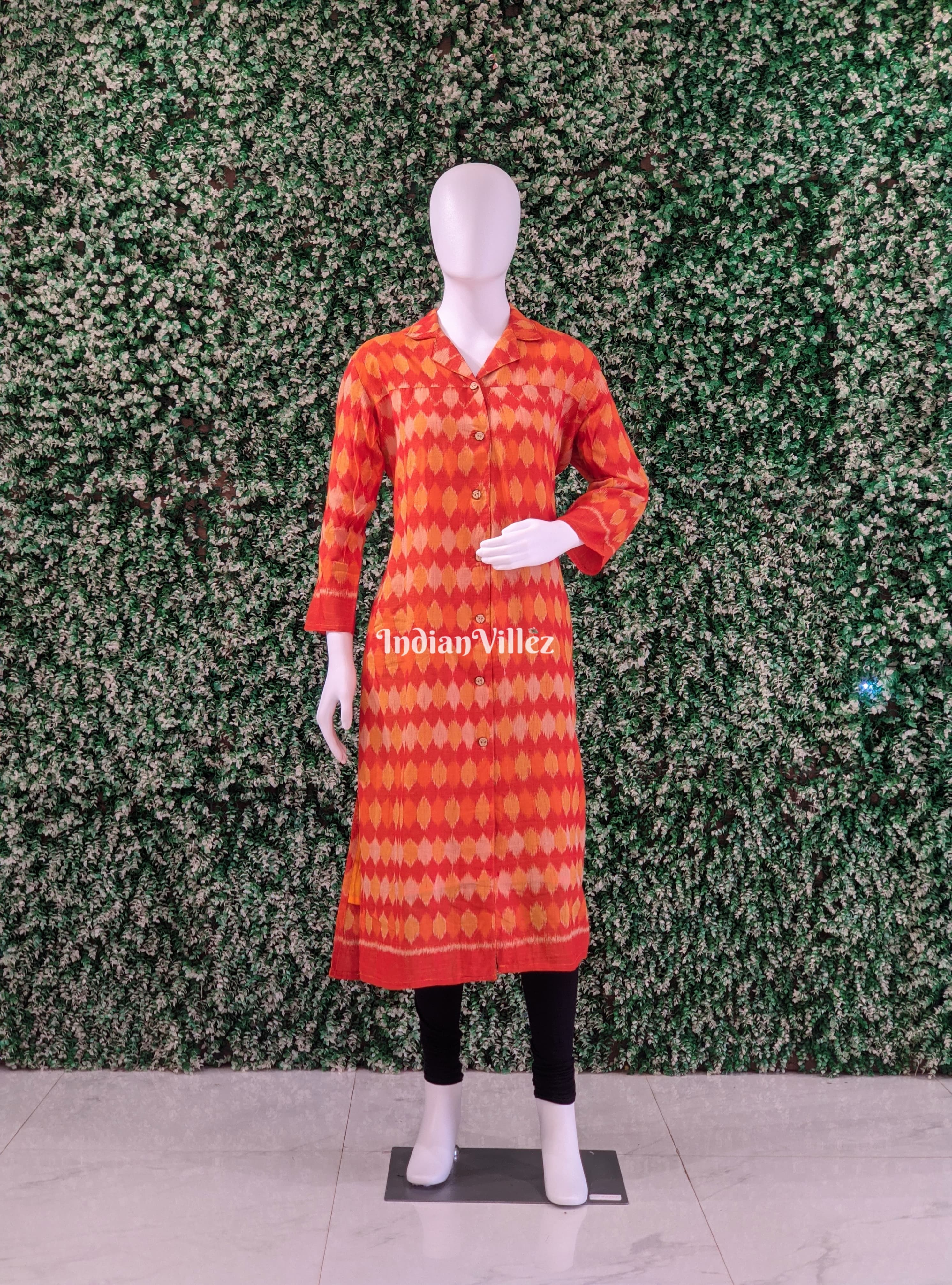 IndianVillèz Multicolor Odisha Ikat Designer Cotton Kurti for Women