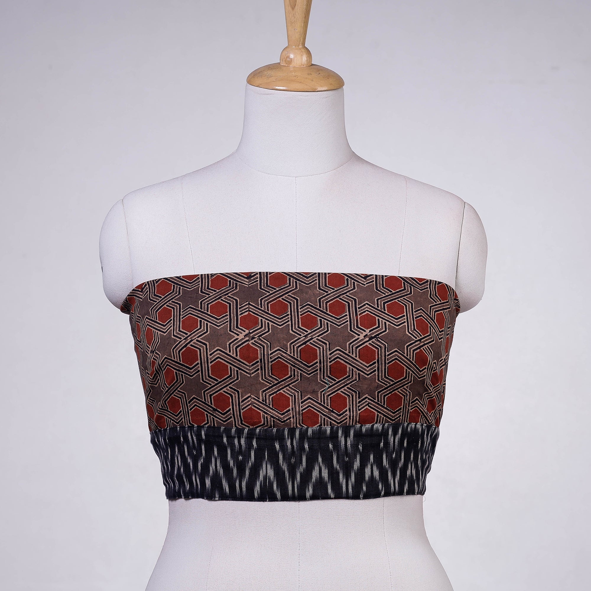 NOORI BAZAR Brown - Rangoli Ajrakh Block Printing Cotton Blouse Piece