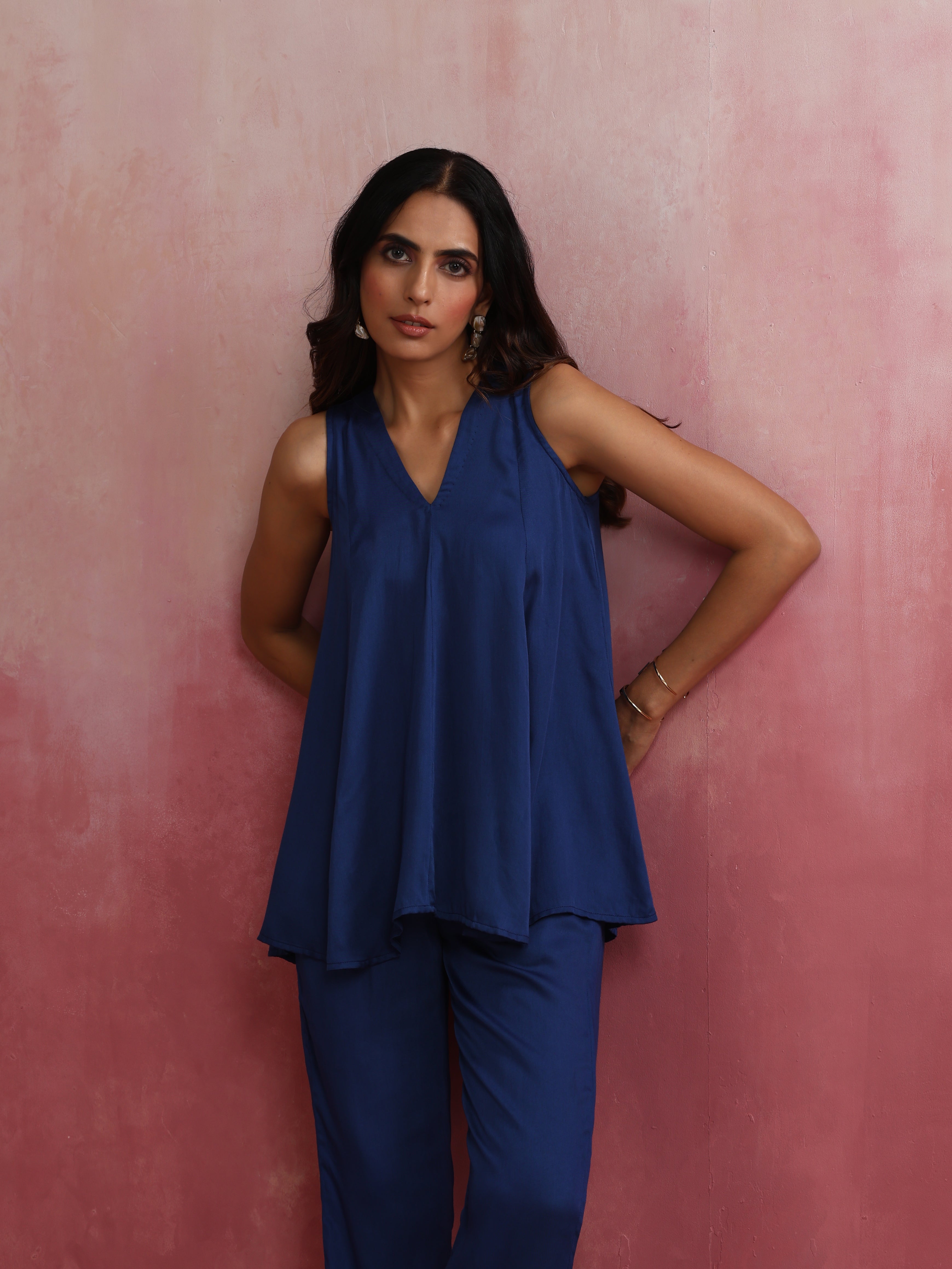 trueBrowns Blue Modal Flared Co-ord Set - view 3