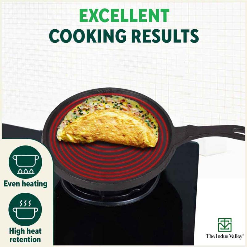 The Indus Valley CASTrong Cast Iron Tawa,Pre-seasoned, Nonstick, 100% Pure, Toxin-free, Induction, 25.5cm, 2.2kg - view 7