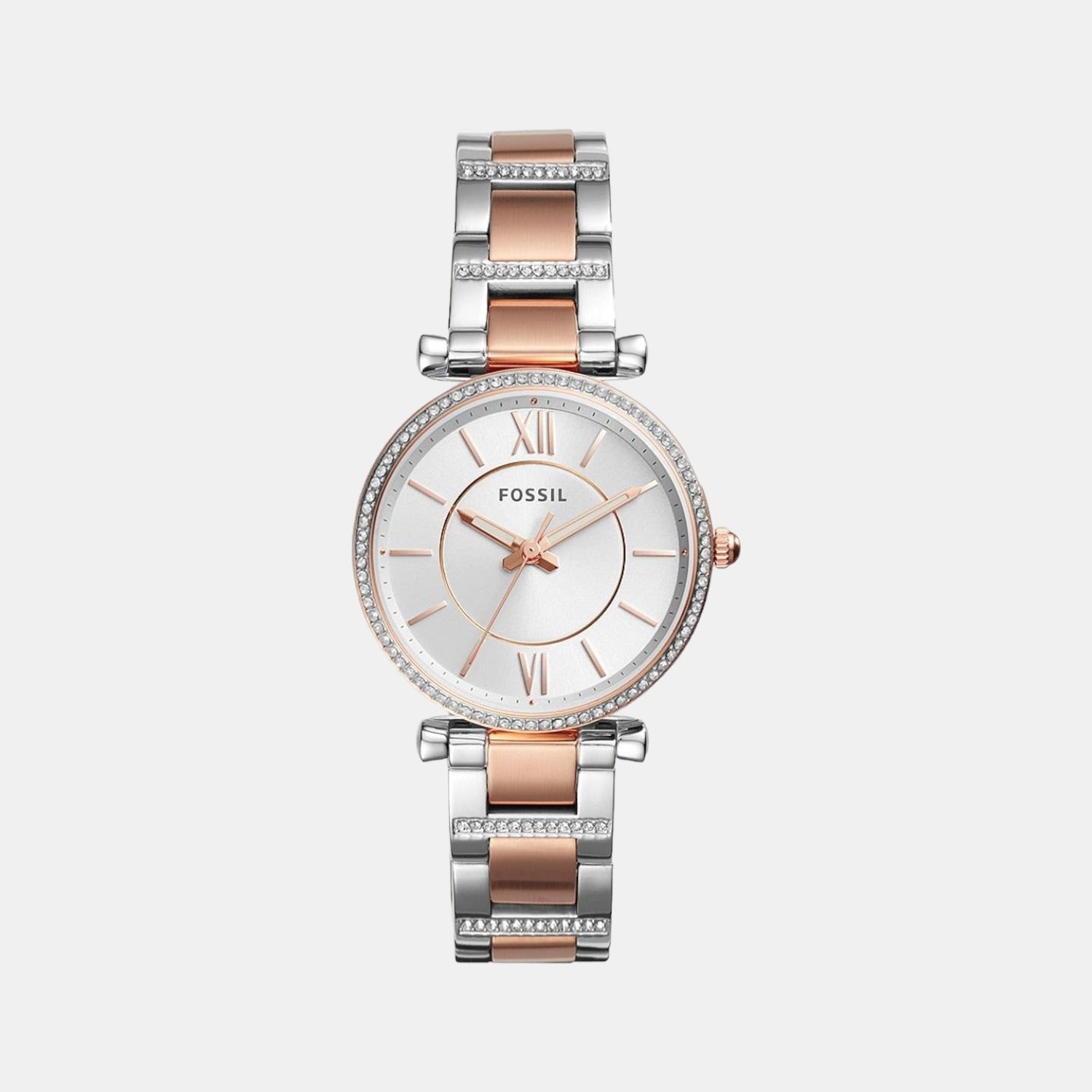 Fossil Carlie Women Quartz Silver Dial Analog Stainless Steel Watch ES4342