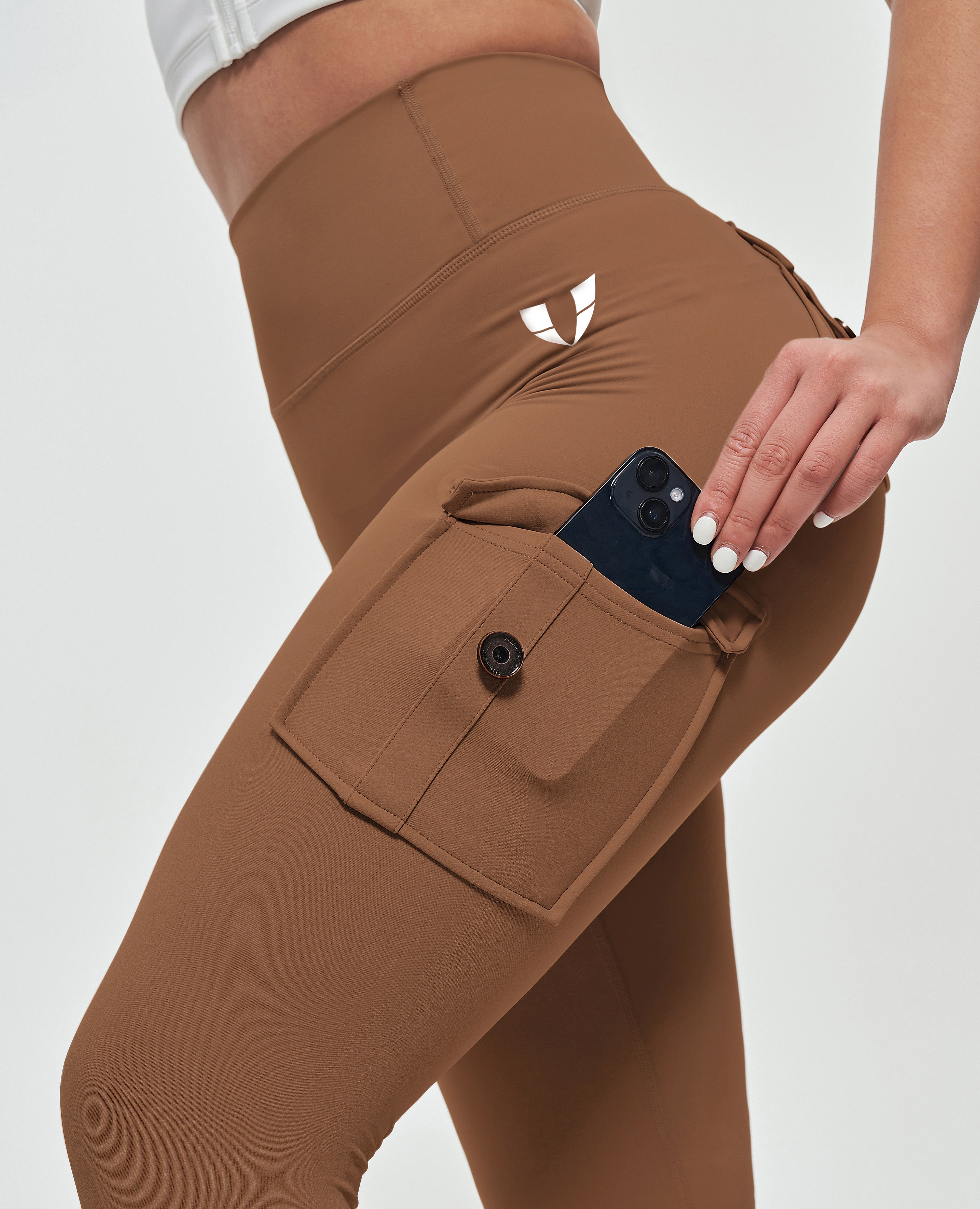 FIRM ABS High Waisted Cargo Leggings - Brown - view 5