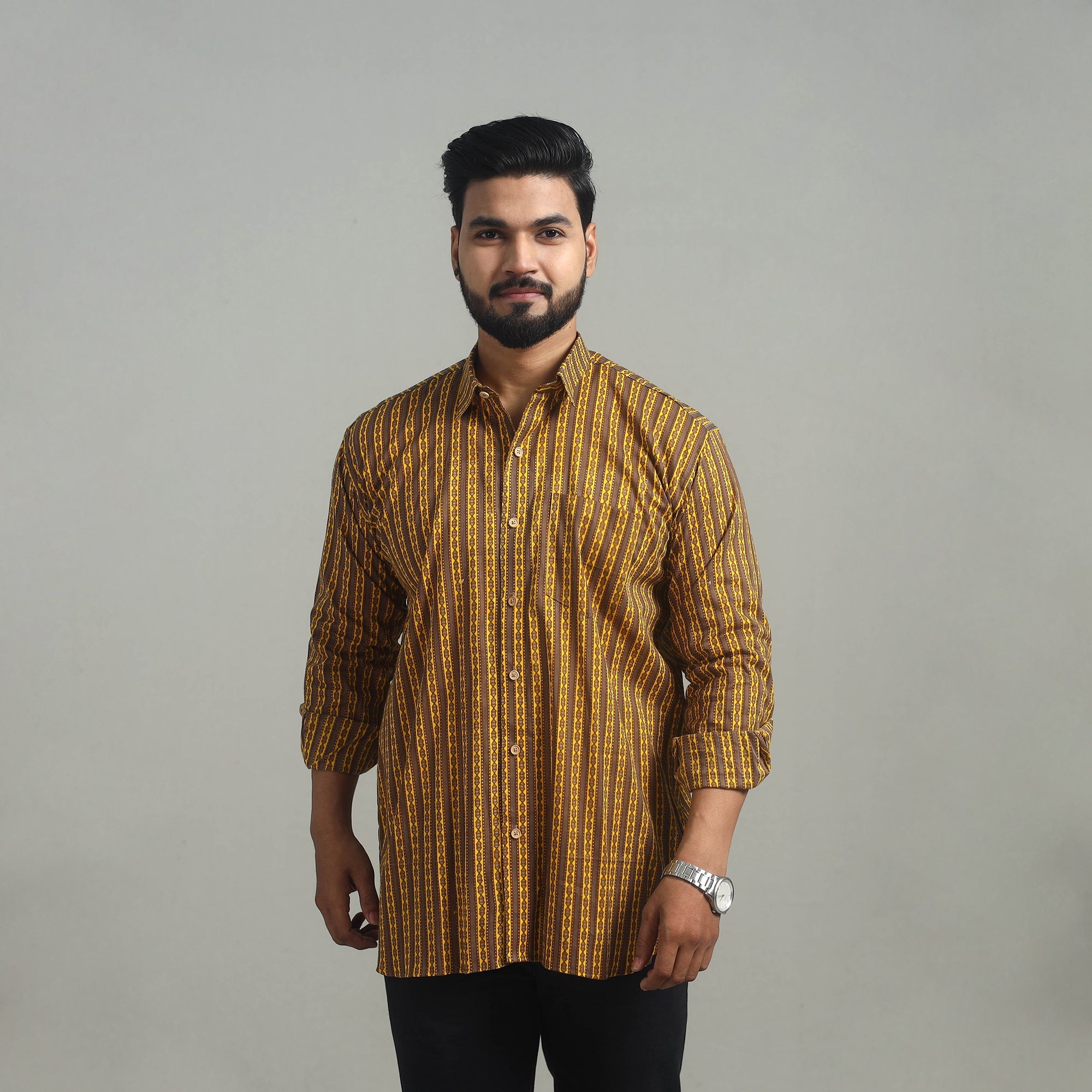 ITOKRI CASUALS Brown - Full Sleeve Cotton Men Jaipur Print Shirt 01